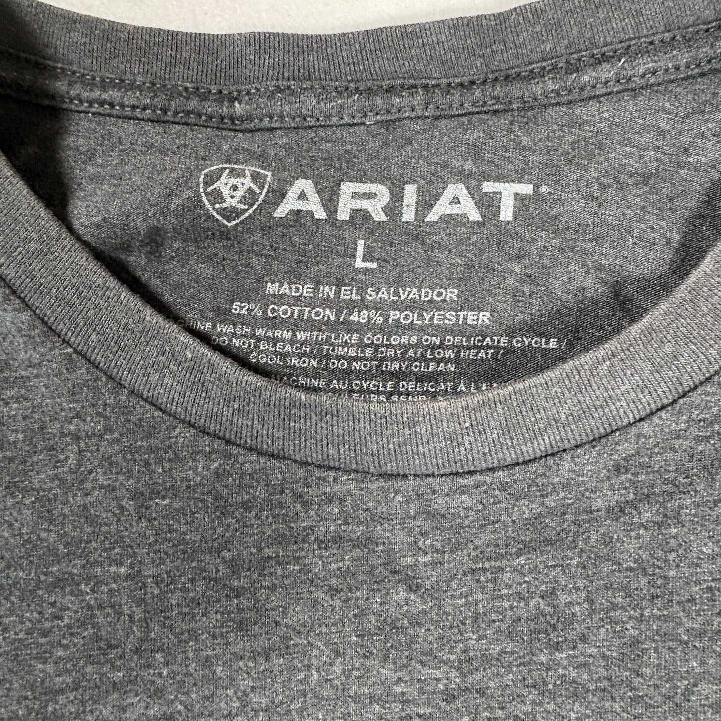 Ariat T-Shirt Mens Large Gray Graphic USA Flag Logo Western Workwear Tee