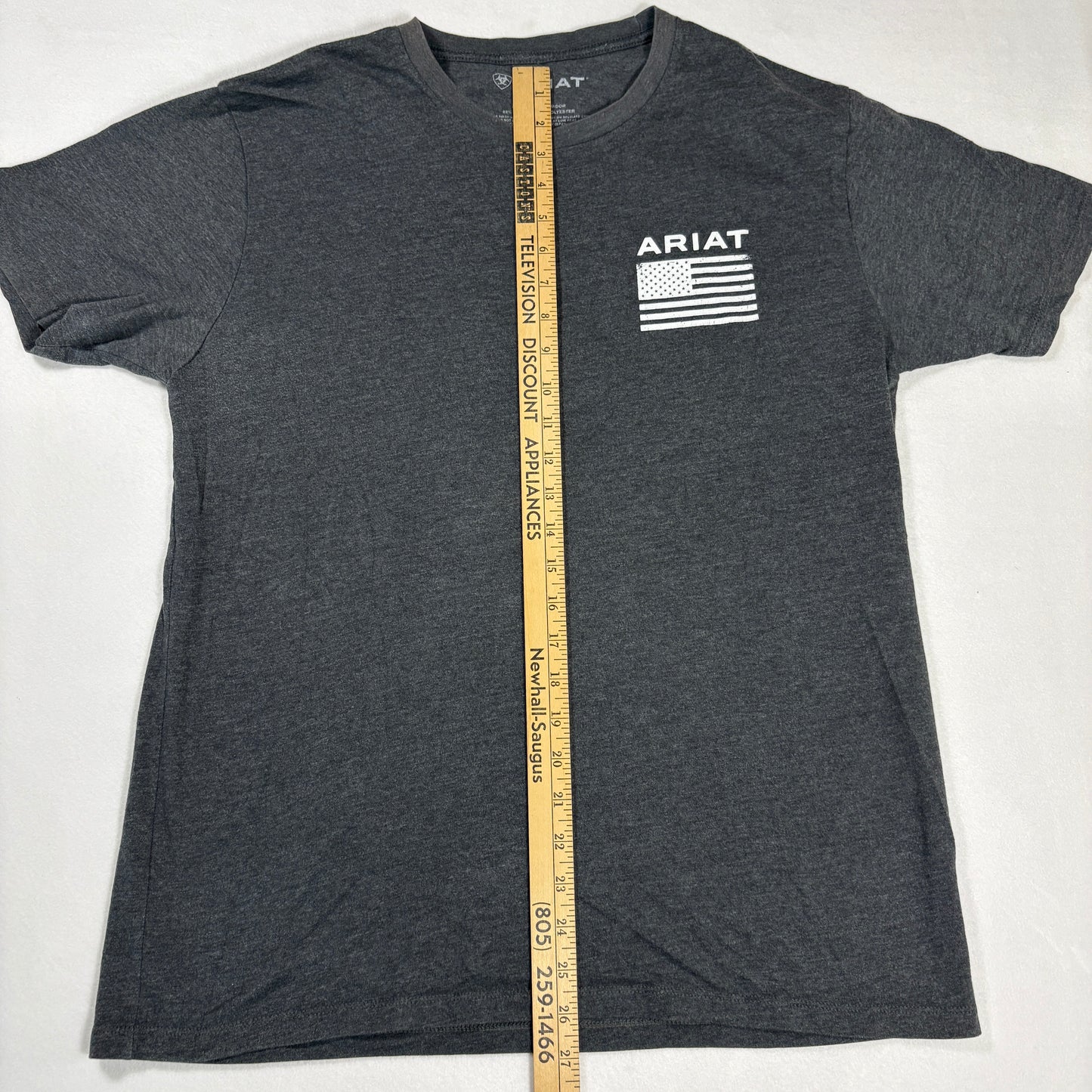 Ariat T-Shirt Mens Large Gray Graphic USA Flag Logo Western Workwear Tee