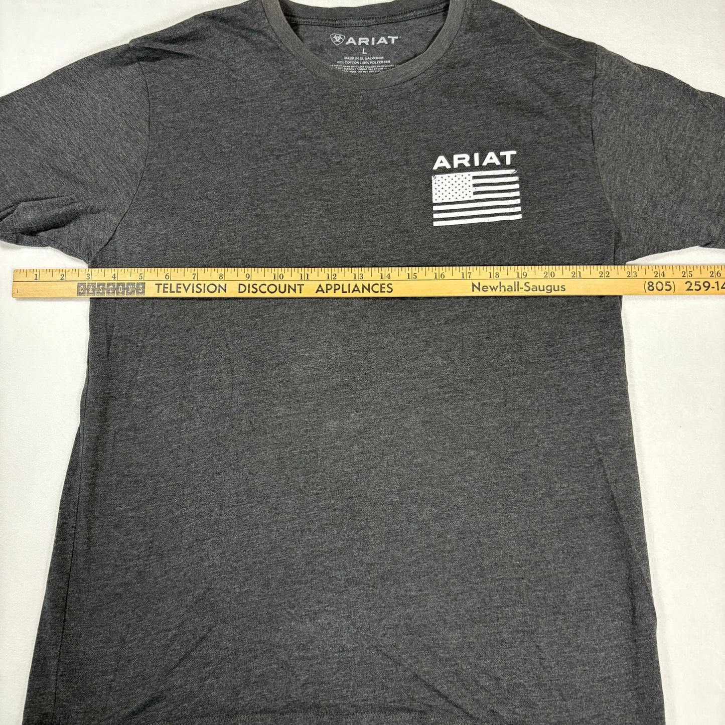 Ariat T-Shirt Mens Large Gray Graphic USA Flag Logo Western Workwear Tee