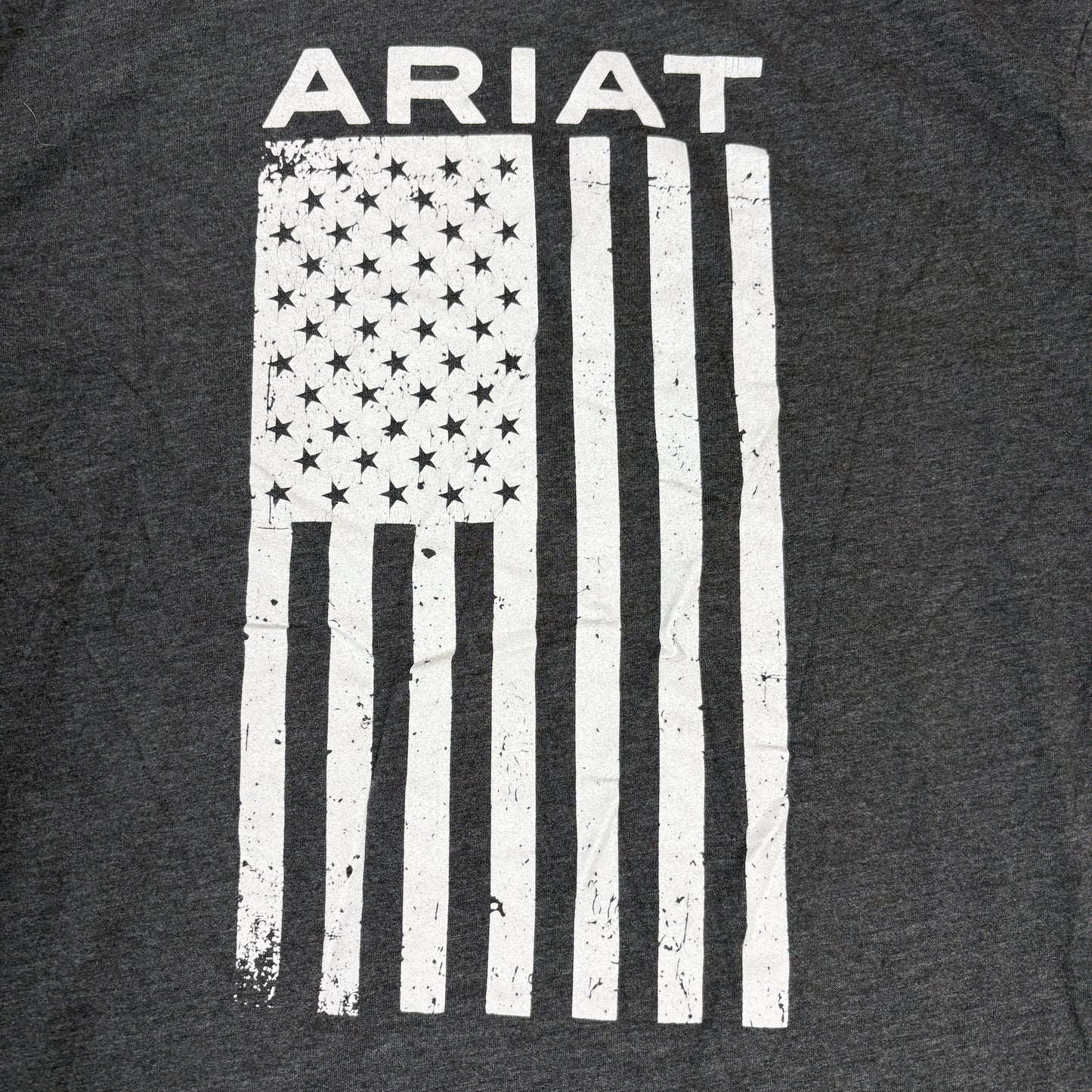 Ariat T-Shirt Mens Large Gray Graphic USA Flag Logo Western Workwear Tee