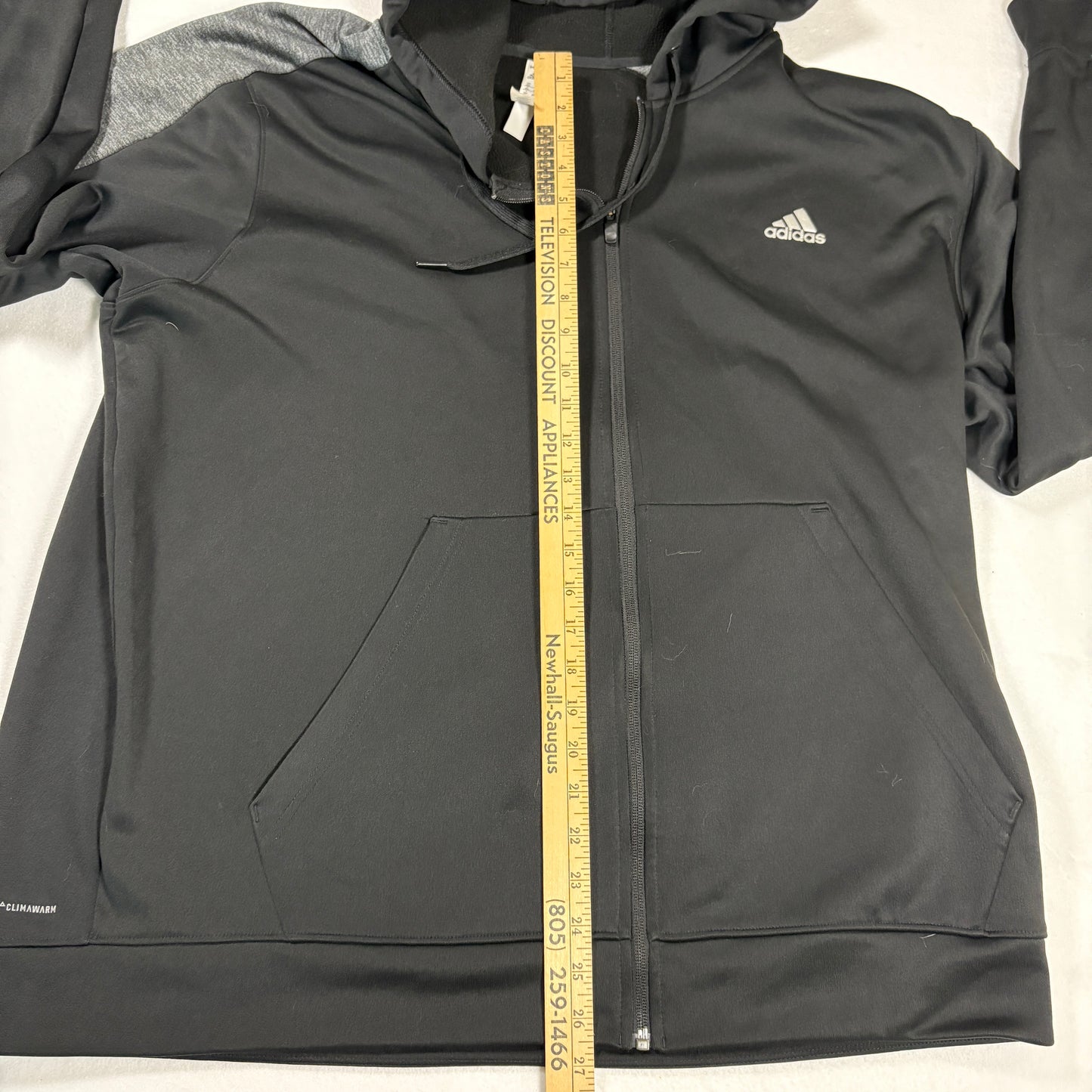 Adidas Hoodie Mens 2XL Black Gray ClimaWarm Full Zip Athletic Training Jacket