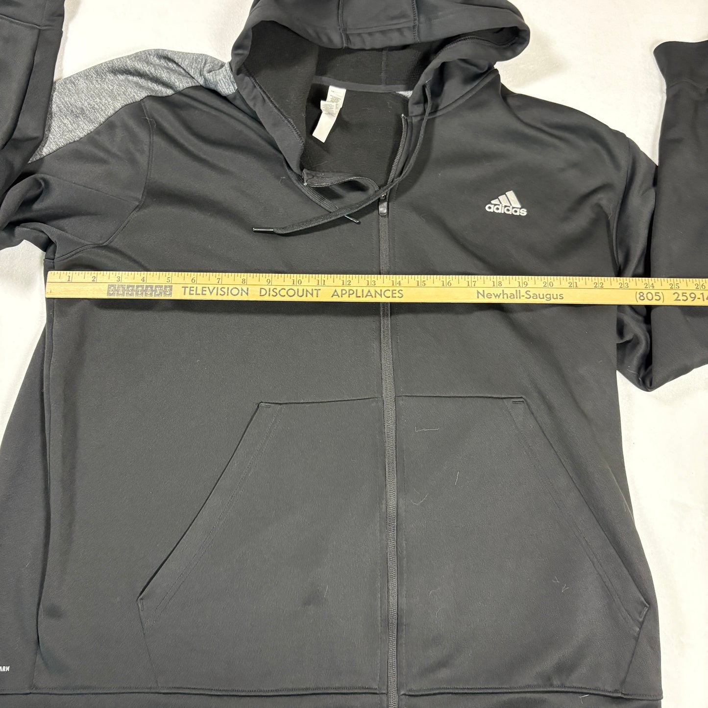 Adidas Hoodie Mens 2XL Black Gray ClimaWarm Full Zip Athletic Training Jacket