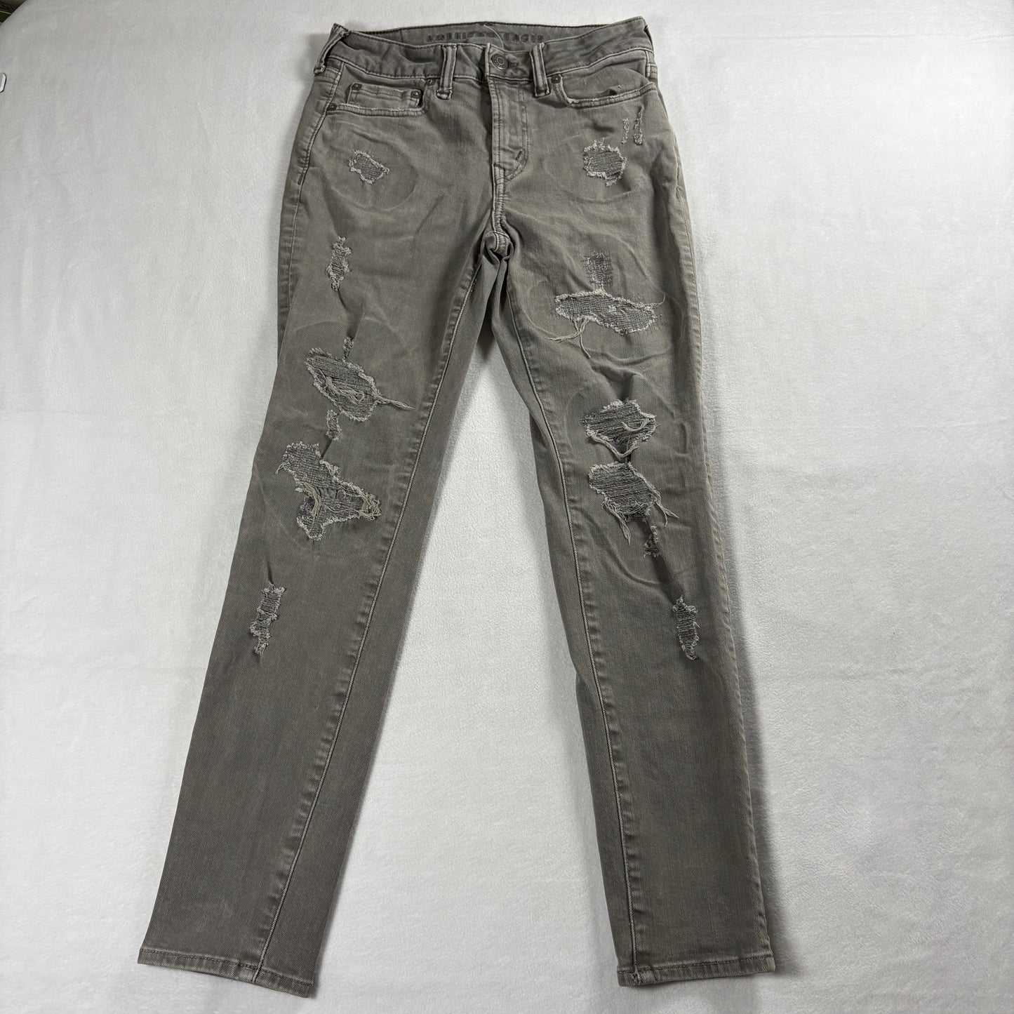American Eagle Jeans Mens 28x30 Skinny Distressed Gray AirFlex Stretch Denim Fit