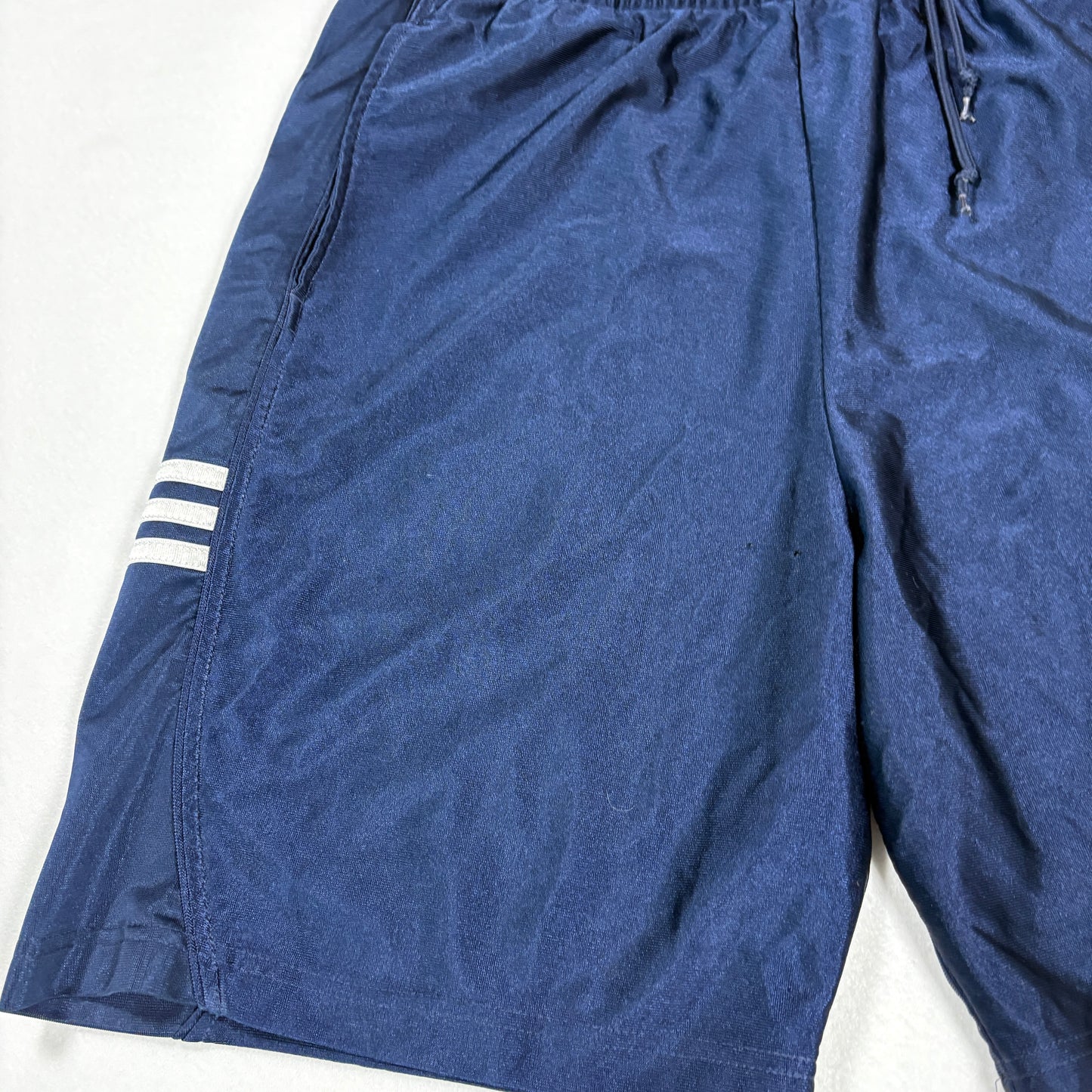 Adidas Shorts Mens Medium Navy Blue 3 Stripe Athletic Training Gym Activewear
