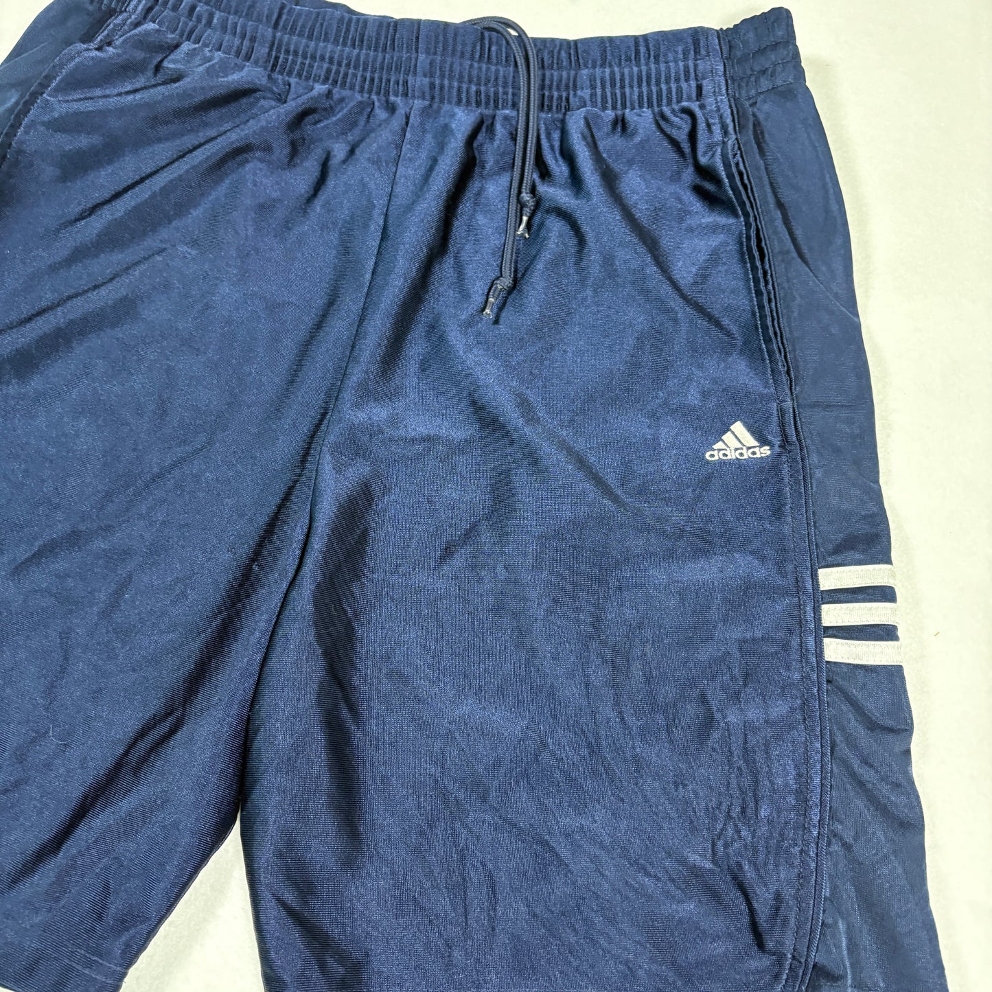 Adidas Shorts Mens Medium Navy Blue 3 Stripe Athletic Training Gym Activewear