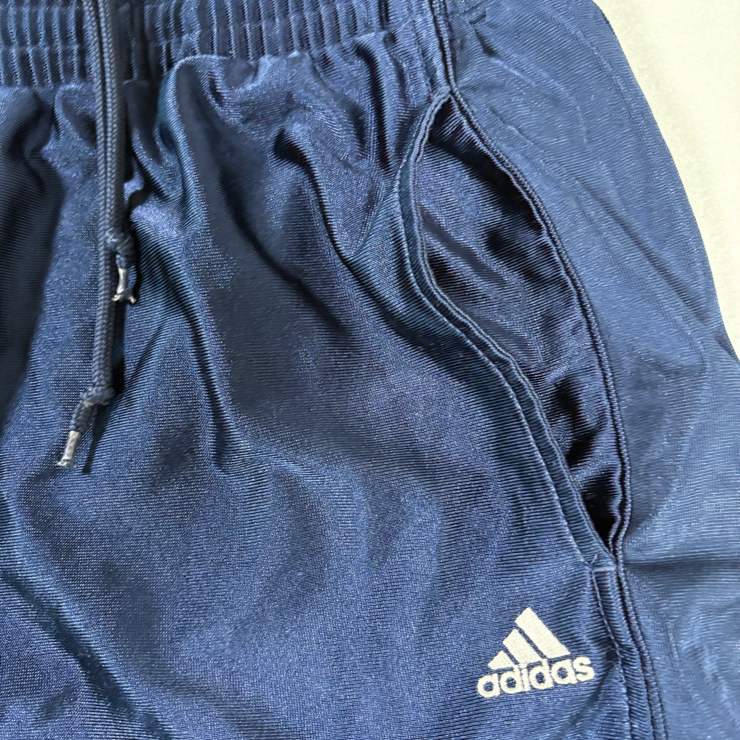 Adidas Shorts Mens Medium Navy Blue 3 Stripe Athletic Training Gym Activewear