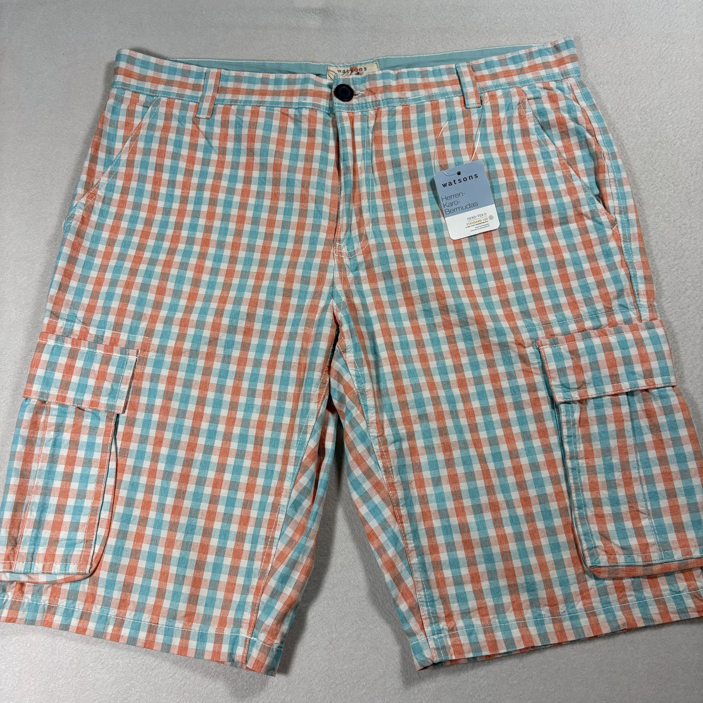 Watsons Cargo Shorts Mens NWT Checked Cotton Bermuda Summer 100% Cotton