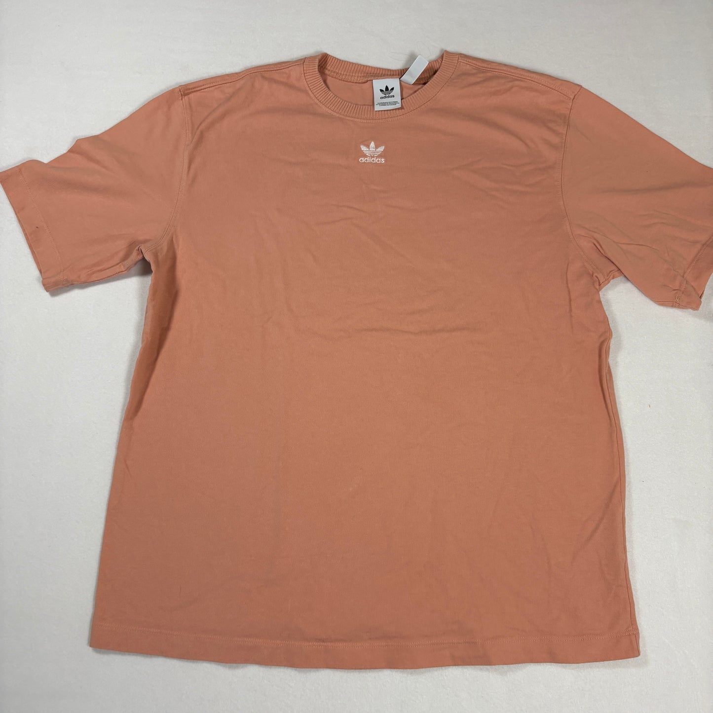 Adidas Originals T-Shirt Mens Small Trefoil Logo Peach Pink Casual Streetwear