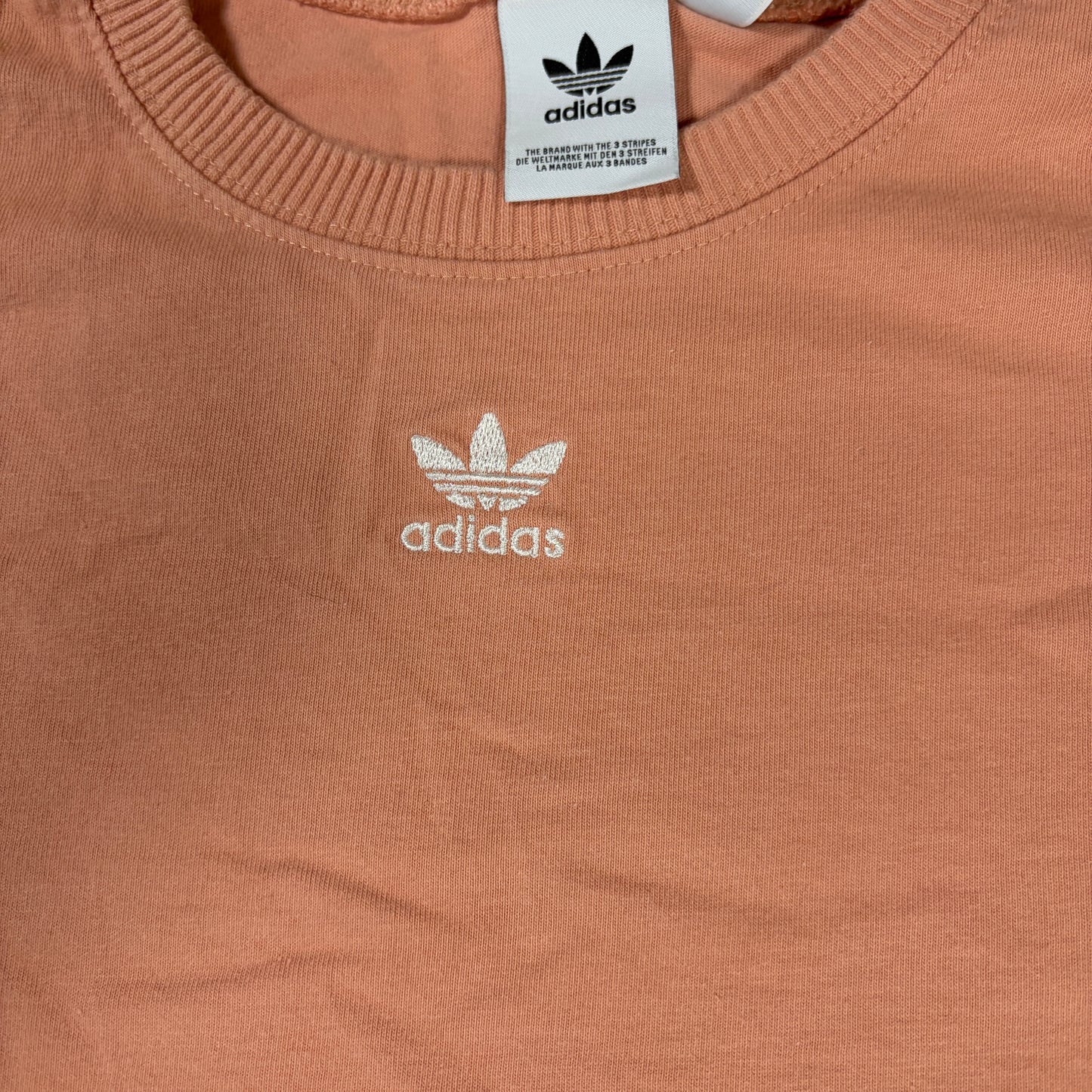 Adidas Originals T-Shirt Mens Small Trefoil Logo Peach Pink Casual Streetwear