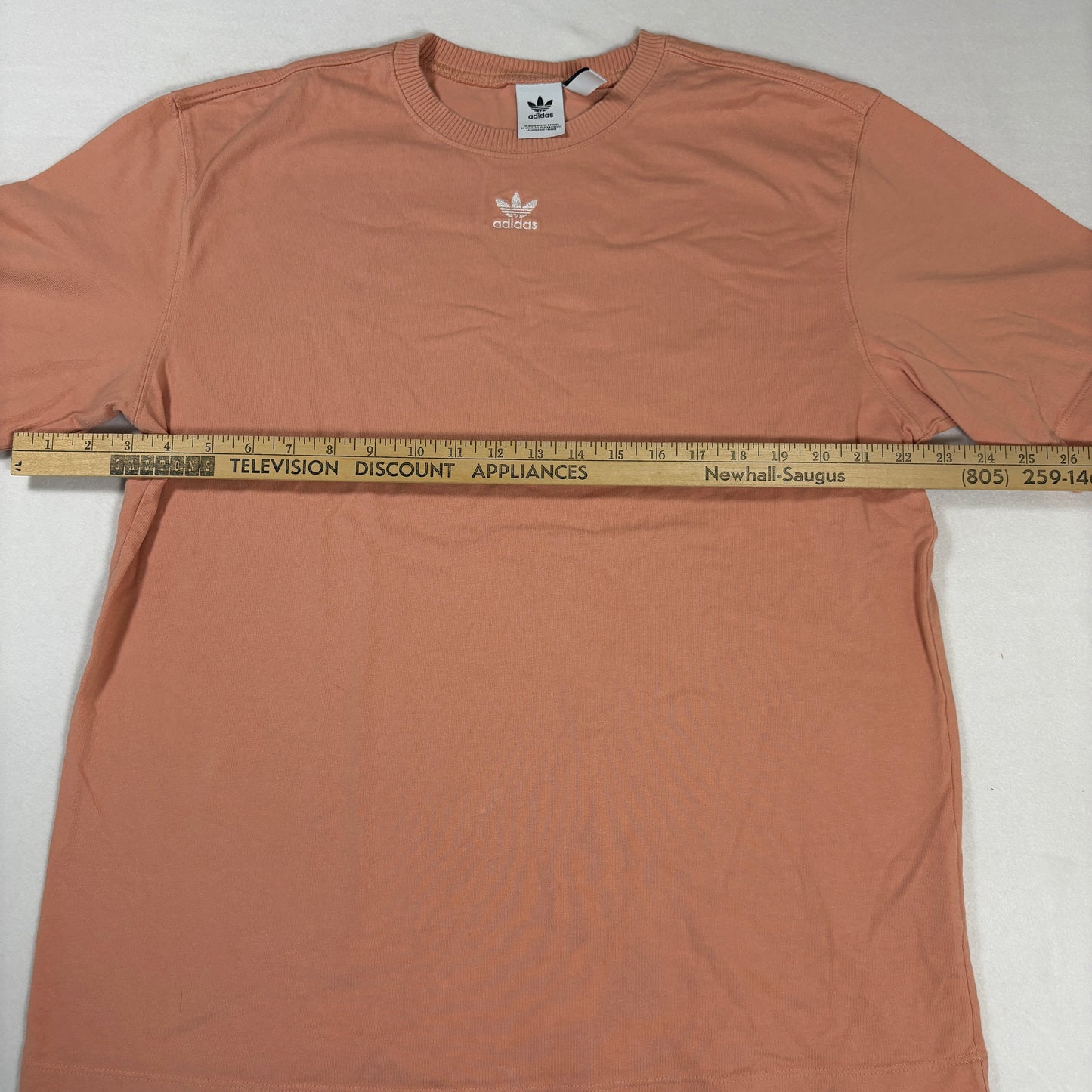 Adidas Originals T-Shirt Mens Small Trefoil Logo Peach Pink Casual Streetwear