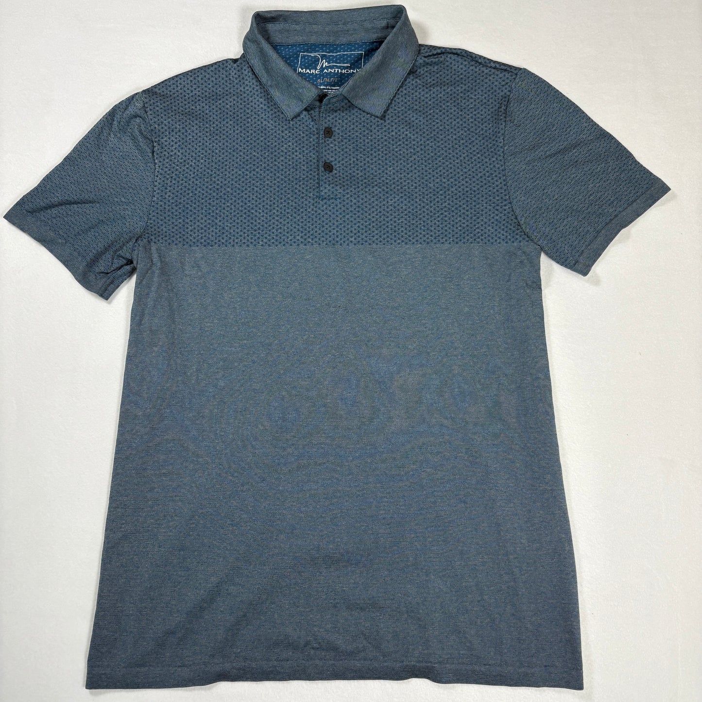 Marc Anthony Polo Shirt Mens L Blue Slim Fit Short Sleeve Casual Knit Golf Top