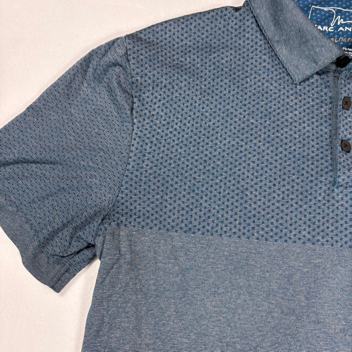 Marc Anthony Polo Shirt Mens L Blue Slim Fit Short Sleeve Casual Knit Golf Top
