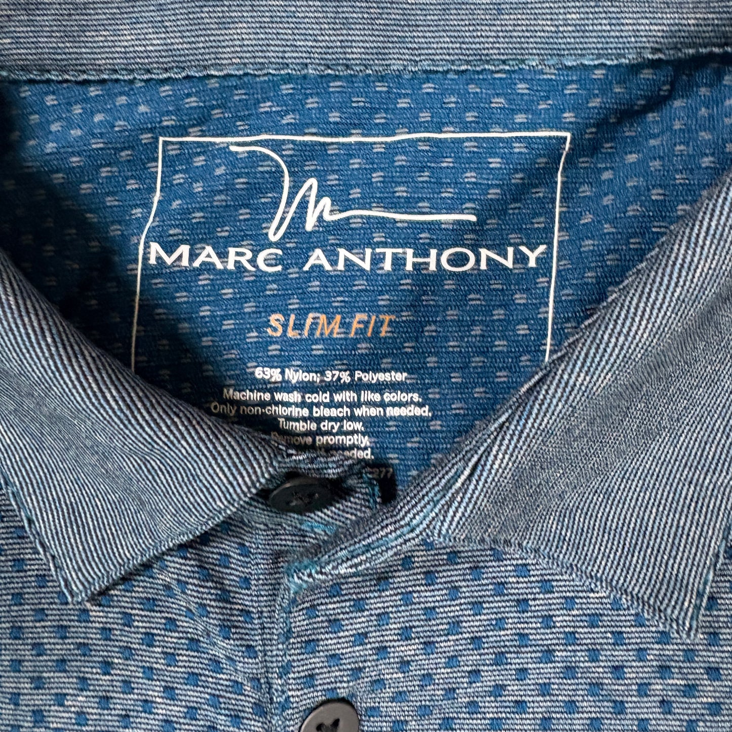 Marc Anthony Polo Shirt Mens L Blue Slim Fit Short Sleeve Casual Knit Golf Top