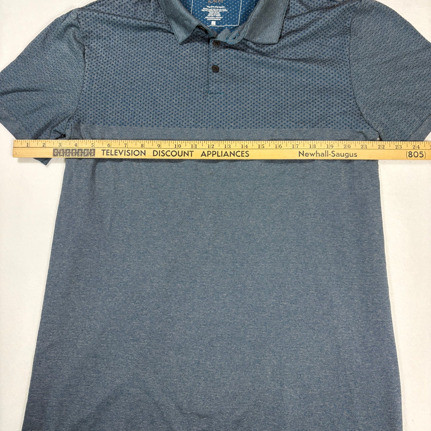 Marc Anthony Polo Shirt Mens L Blue Slim Fit Short Sleeve Casual Knit Golf Top