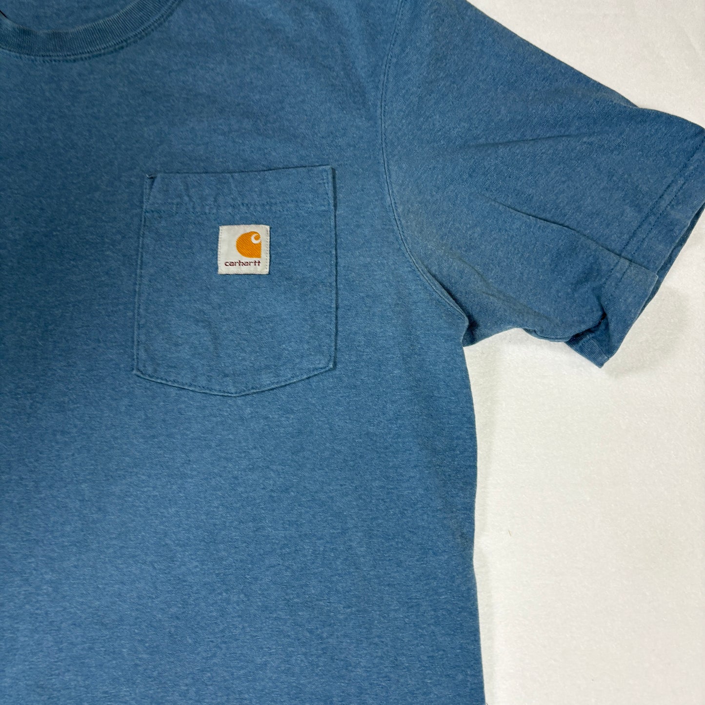 Carhartt Pocket T-Shirt Mens M Blue Workwear Original Fit Heavyweight Tee