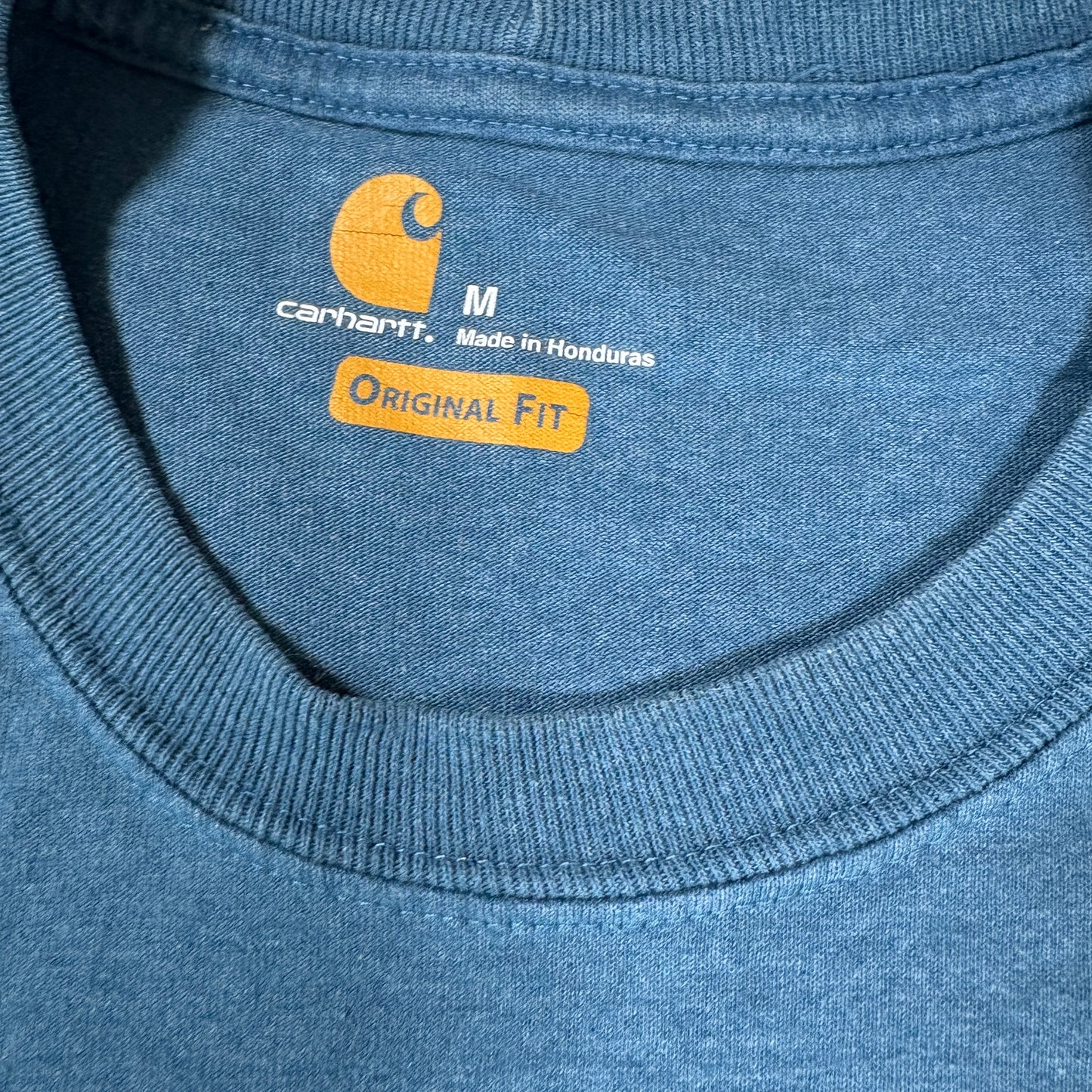 Carhartt Pocket T-Shirt Mens M Blue Workwear Original Fit Heavyweight Tee