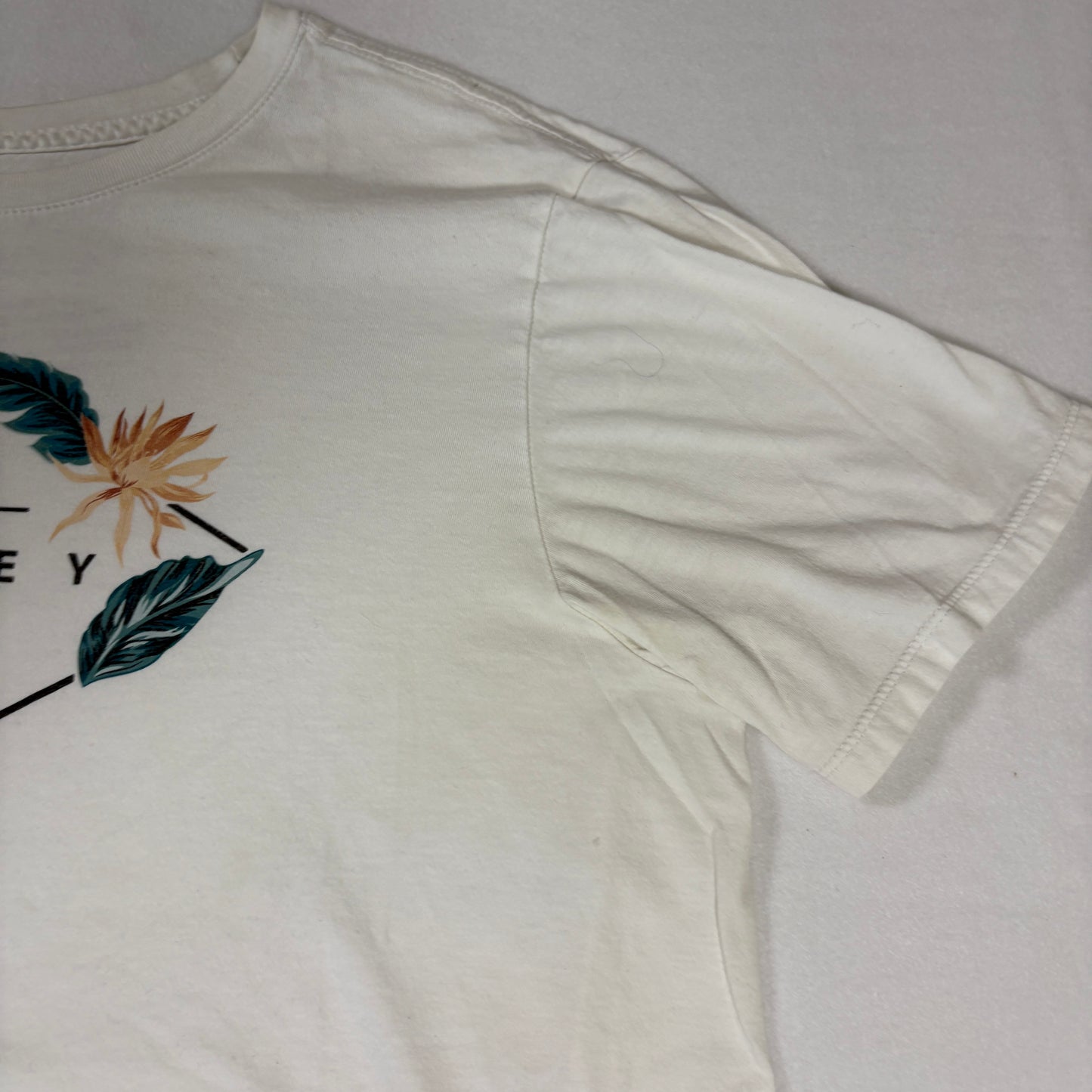 Hurley T-Shirt Mens L White Floral Graphic Short Sleeve Surf Skate Casual Tee