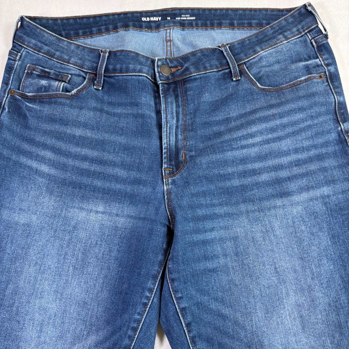 Old Navy womens jeans size 16 mid rise Rockstar skinny blue denim Y2K stretch