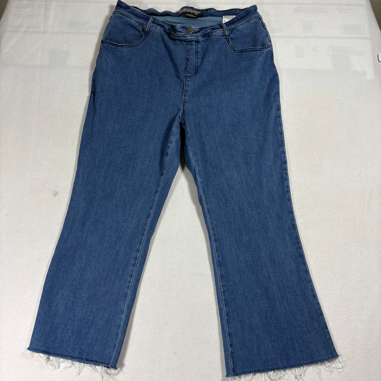 Women With Control MyWonderDenim Jeans 14T Bootcut Blue Fringe Hem Stretch