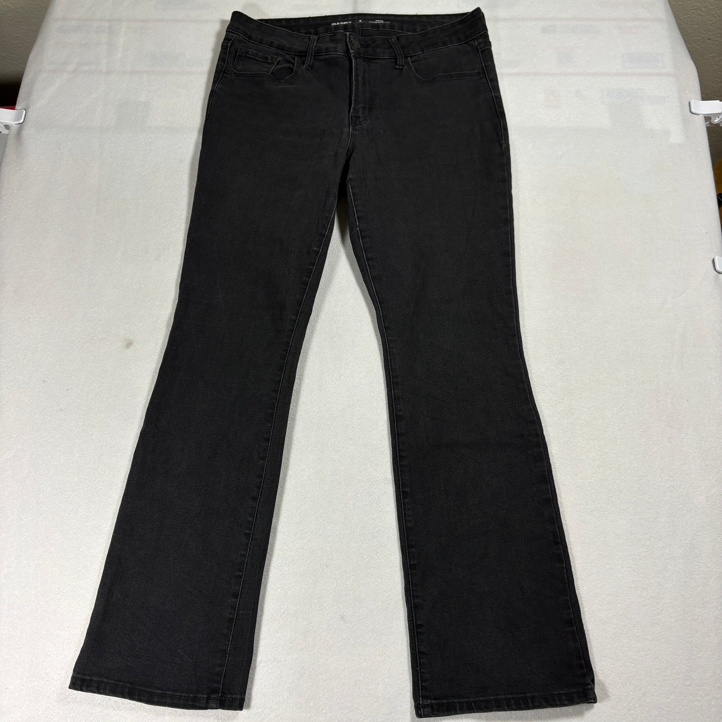 Old Navy Jeans Womens 8 Short Black Mid Rise Kicker Bootcut Stretch Denim Classic