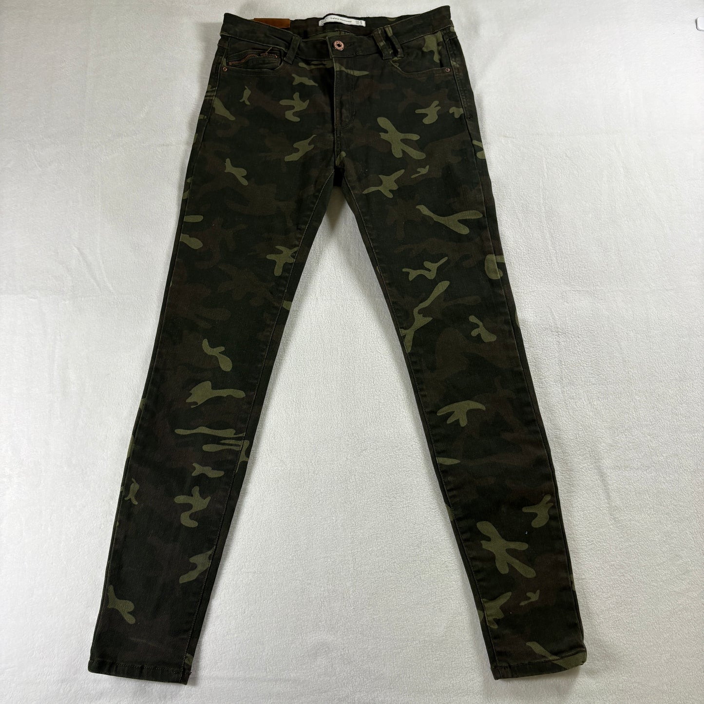 Zara Trafaluc Jeans Womens 8 Camo Skinny Stretch Military Y2K Streetwear Fit Up