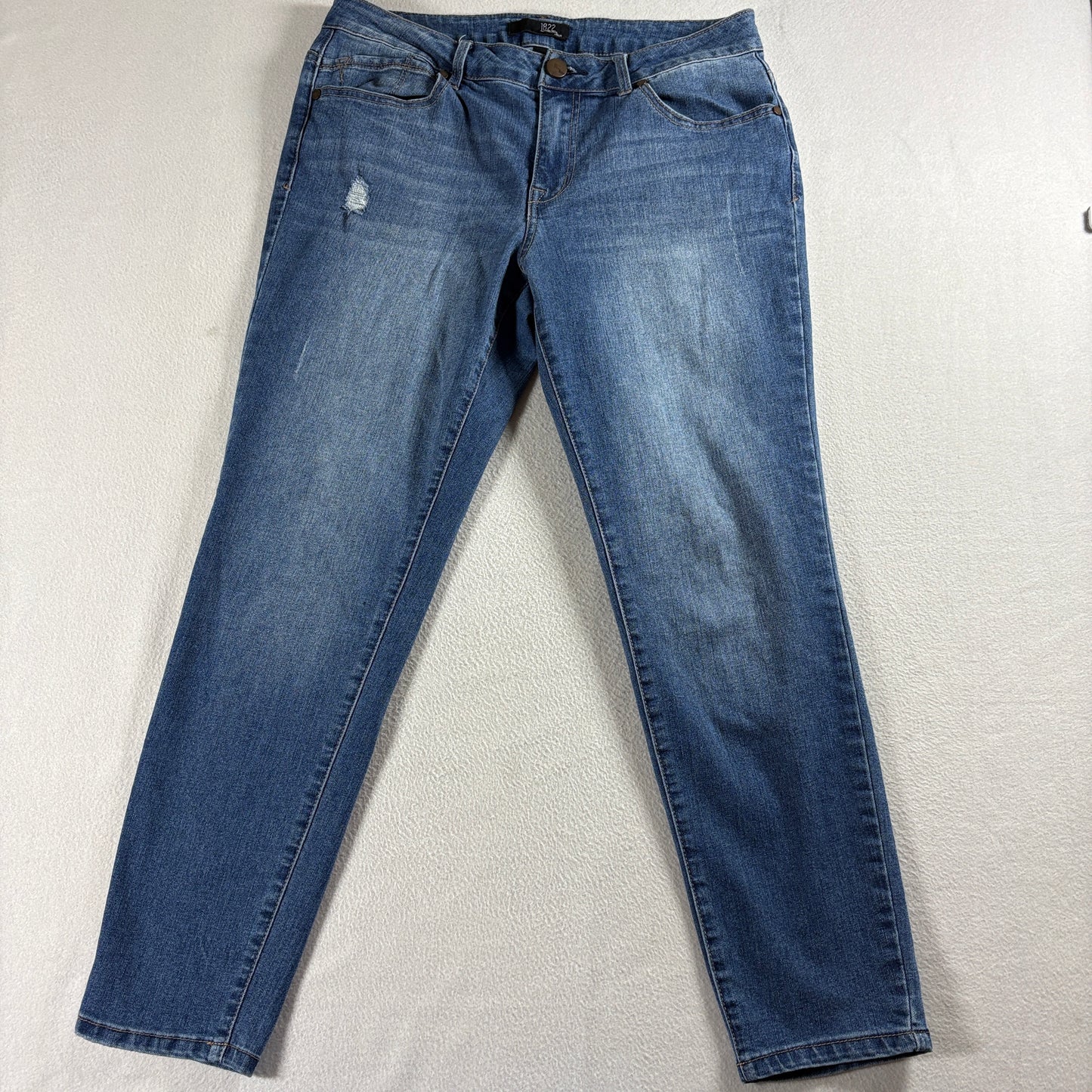 Skinny Stretch Jeans Distressed 1822 Denim Tag 12 Fits Like X Blue Mid Rise
