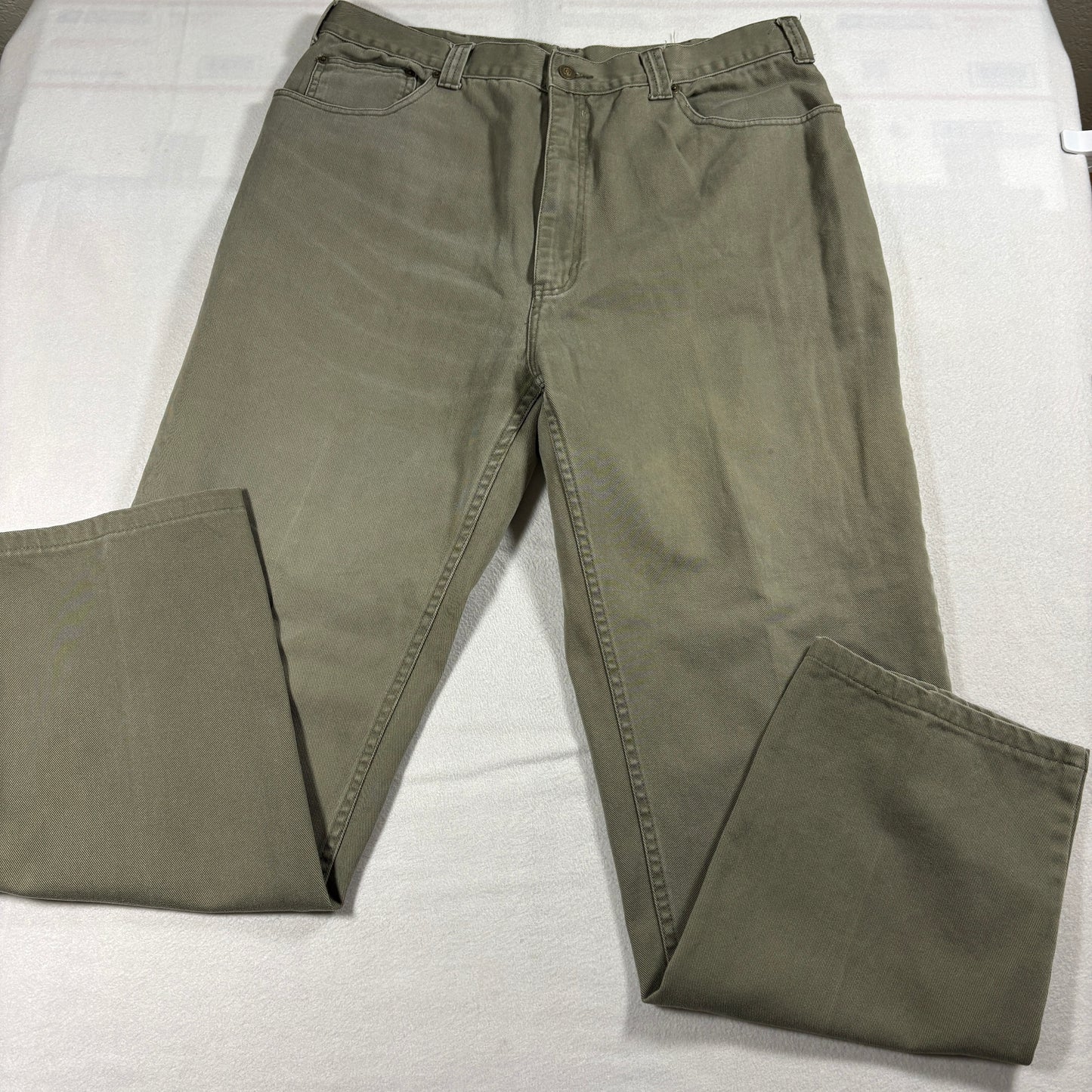 Khaki Straight Leg Pants Mens 38x32 Green Vintage Workwear Casual Baggy Jeans