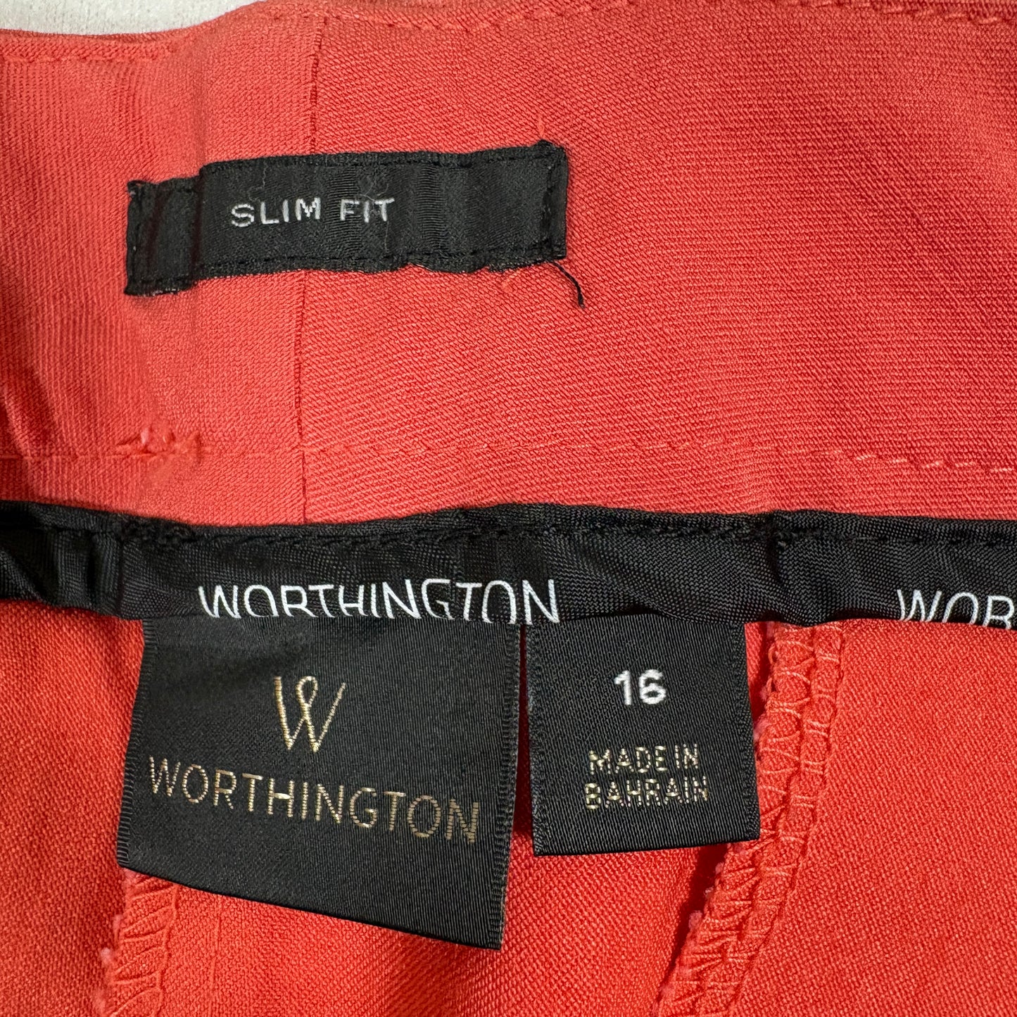 Worthington Womens Pants 16 Red Slim Fit Stretch Career Trousers Modern Workwear