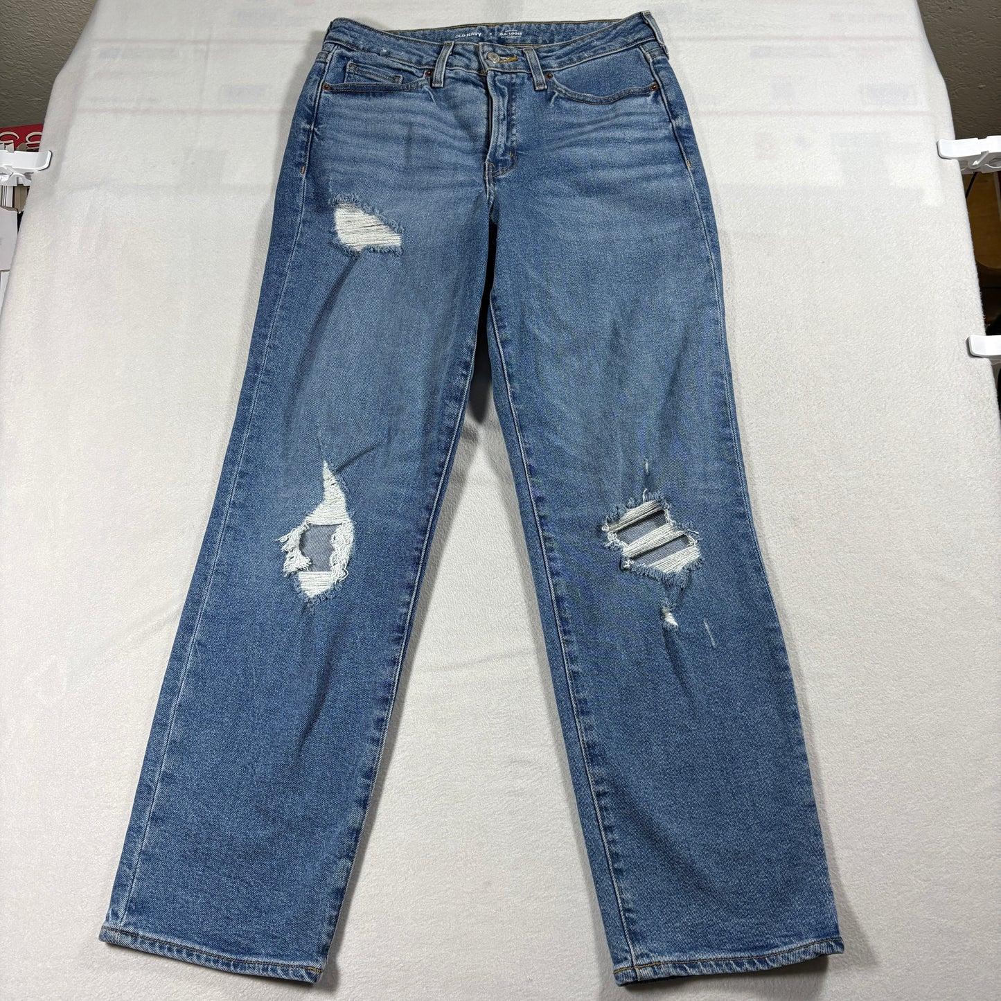 Old Navy Jeans Womens 8 High Rise O.G. Loose Distressed Blue Vintage Grunge Style