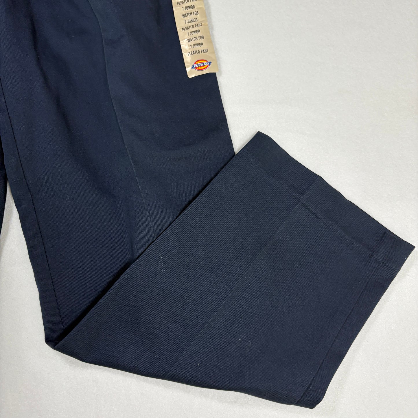 Dickies Pants Junior 7 Navy Blue Pleated Workwear Stain Release Blend Durable