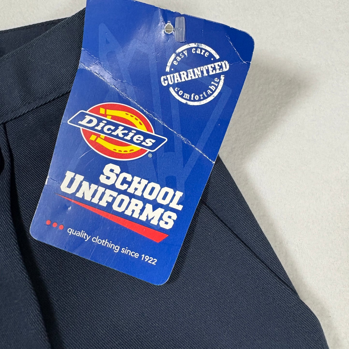 Dickies Pants Junior 7 Navy Blue Pleated Workwear Stain Release Blend Durable