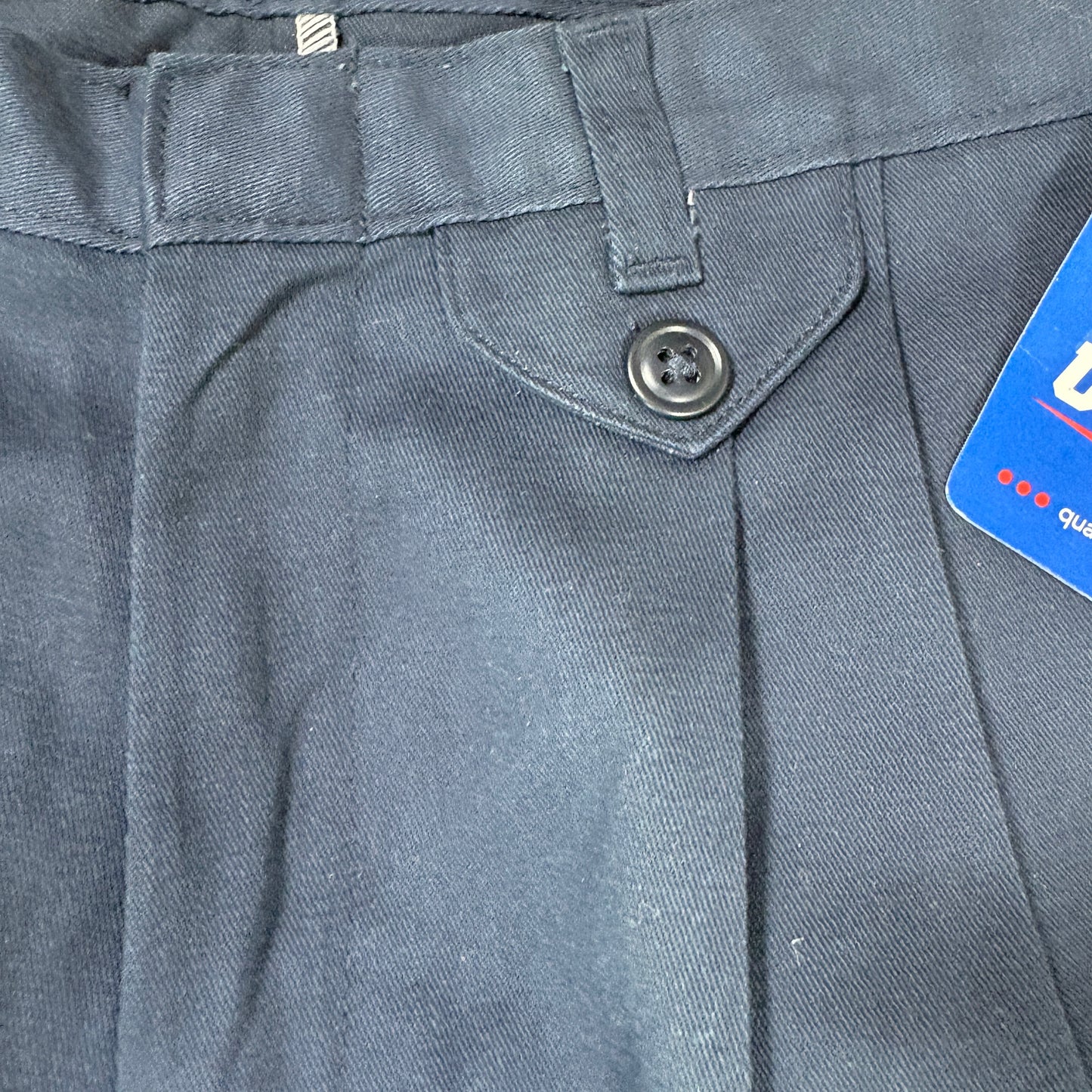 Dickies Pants Junior 7 Navy Blue Pleated Workwear Stain Release Blend Durable