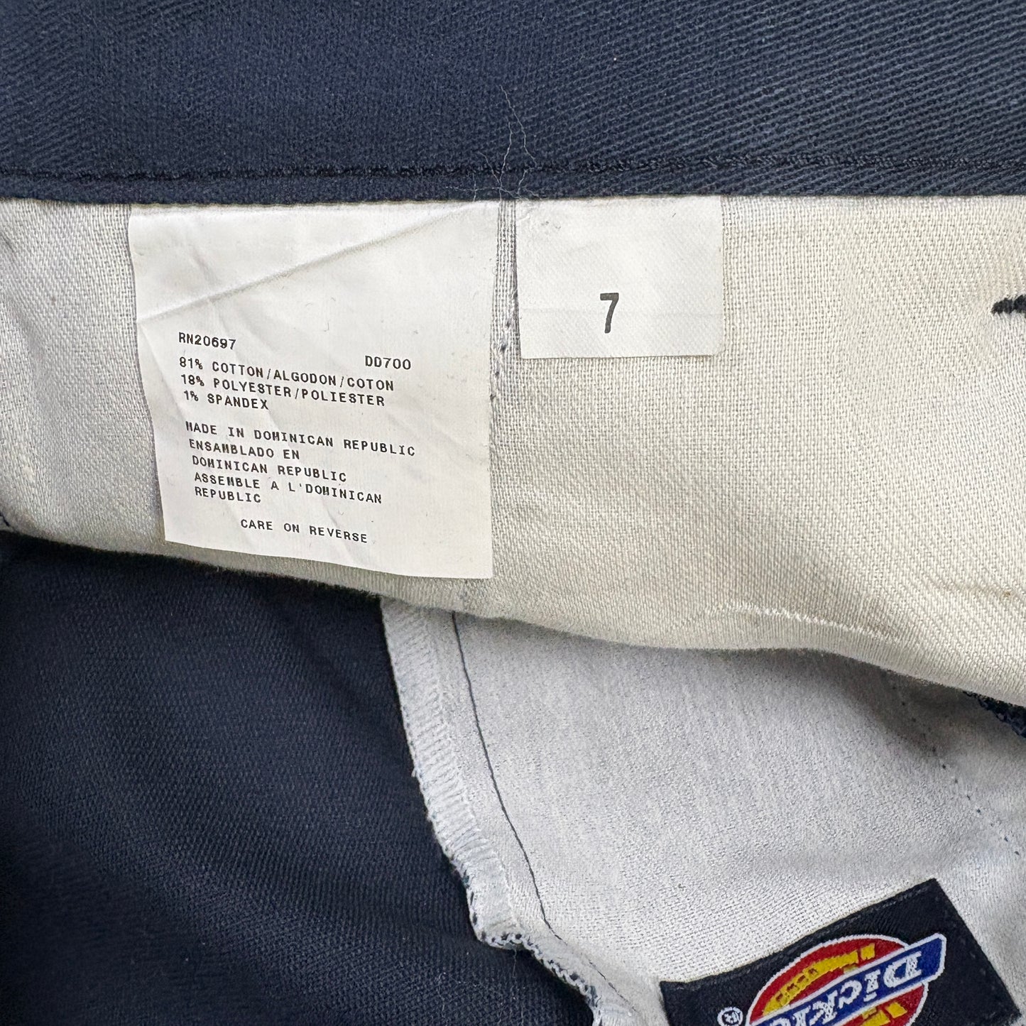 Dickies Pants Junior 7 Navy Blue Pleated Workwear Stain Release Blend Durable
