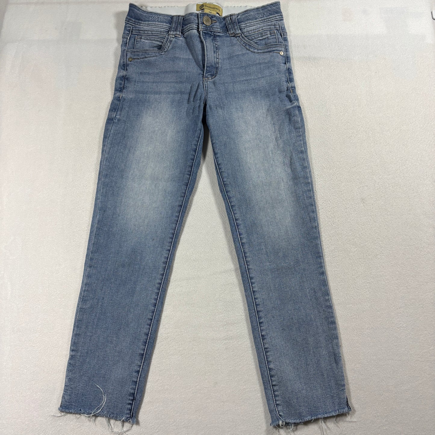 Democracy Jeans Womens 4 Light Wash Ab Tech Raw Hem Skinny Stretch Casual Y2Kyle