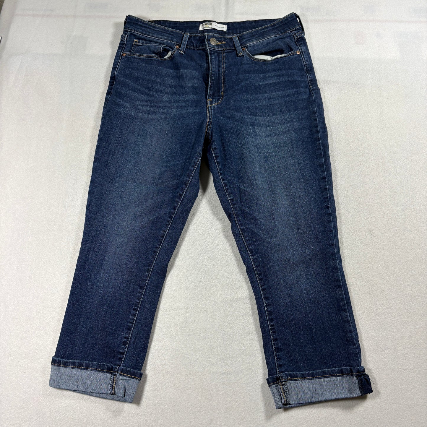 Levi Strauss Gold Label Jeans Womens 10 W30 Dark Wash Cuffed Straight Casual Y2K Look