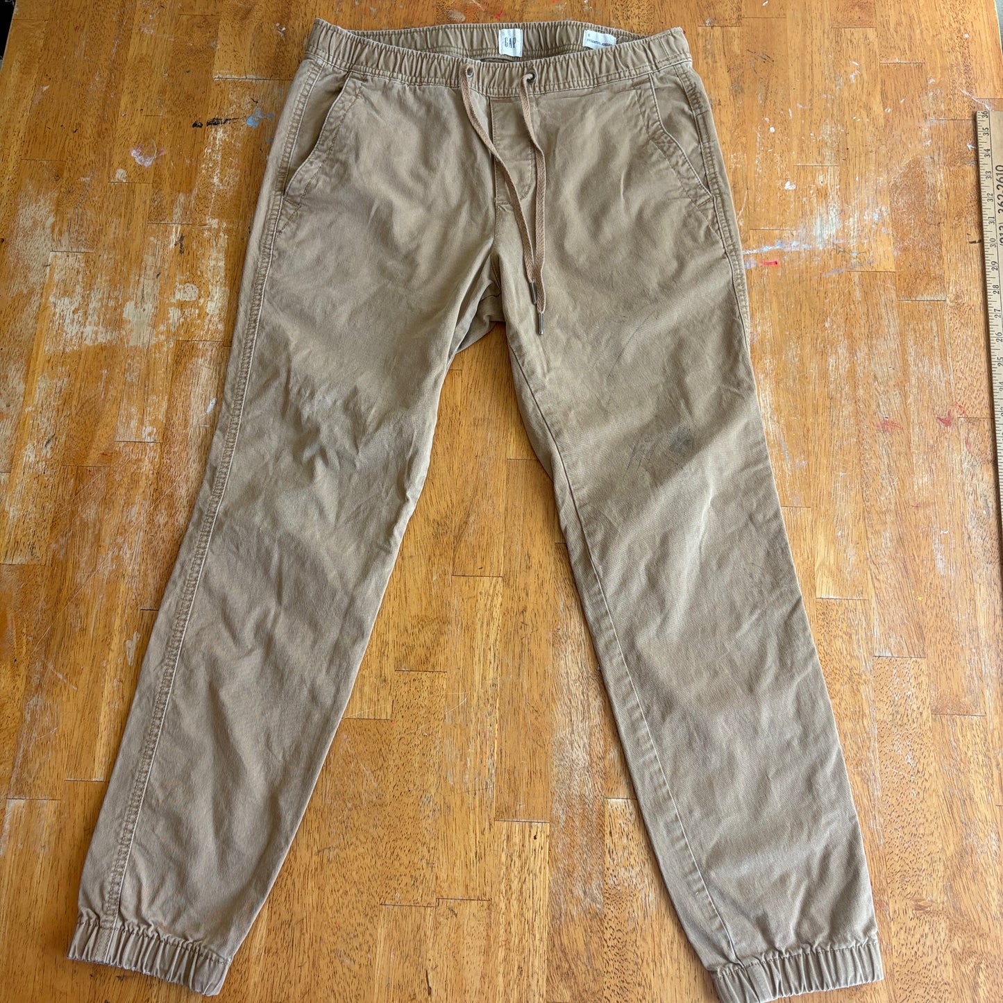 Jogger Pants Drawstring Elastic Waist Streetwear GAP S Fits Like 30X27 Khaki Tan