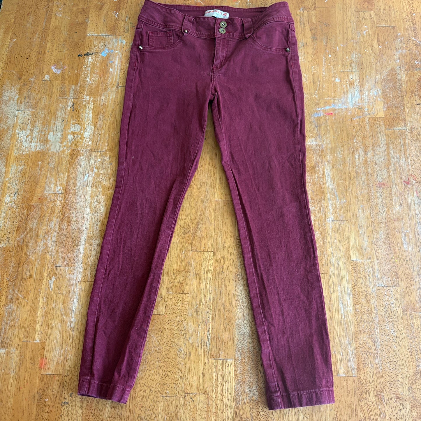 Skinny Jeans Stretch Y2K Andrea 9 Fits Like 29X26 Burgundy Red Denim Slim