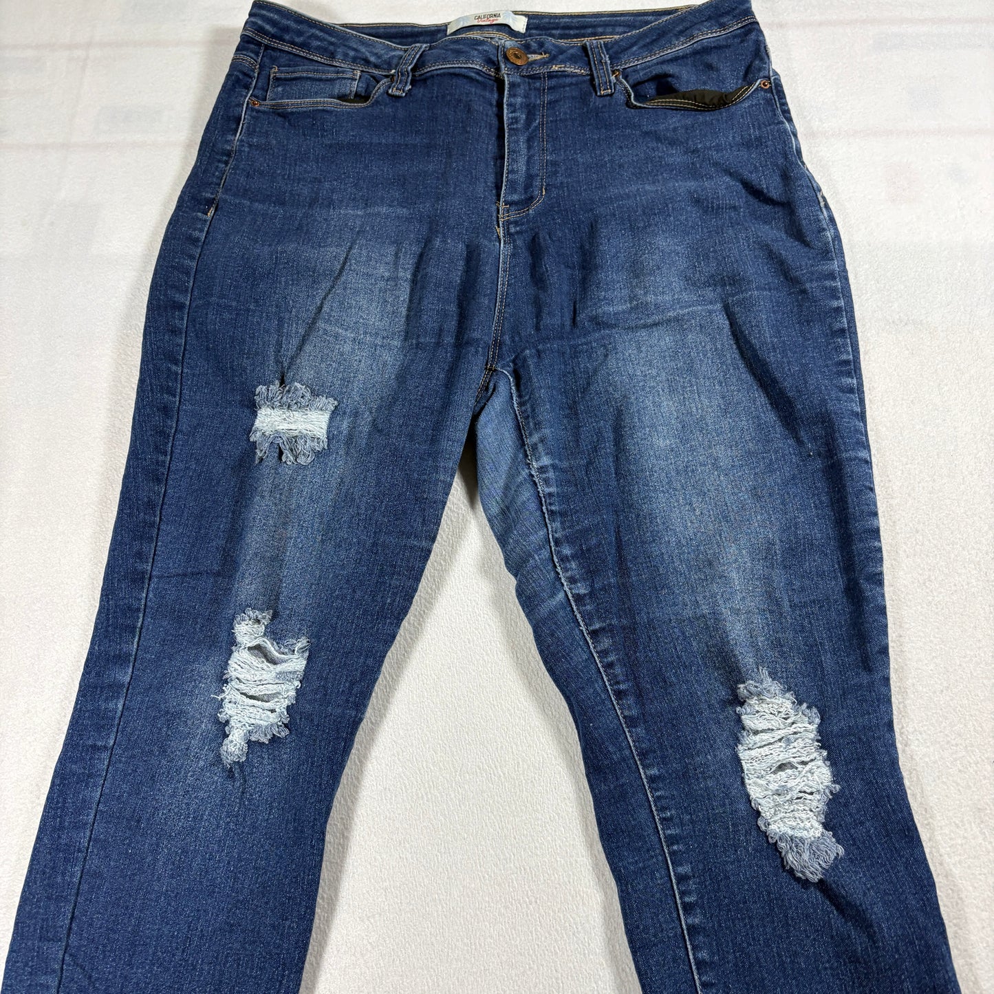 California Vintage Jeans Womens Distressed Skinny Light Wash Stretch Casual Y2K Style