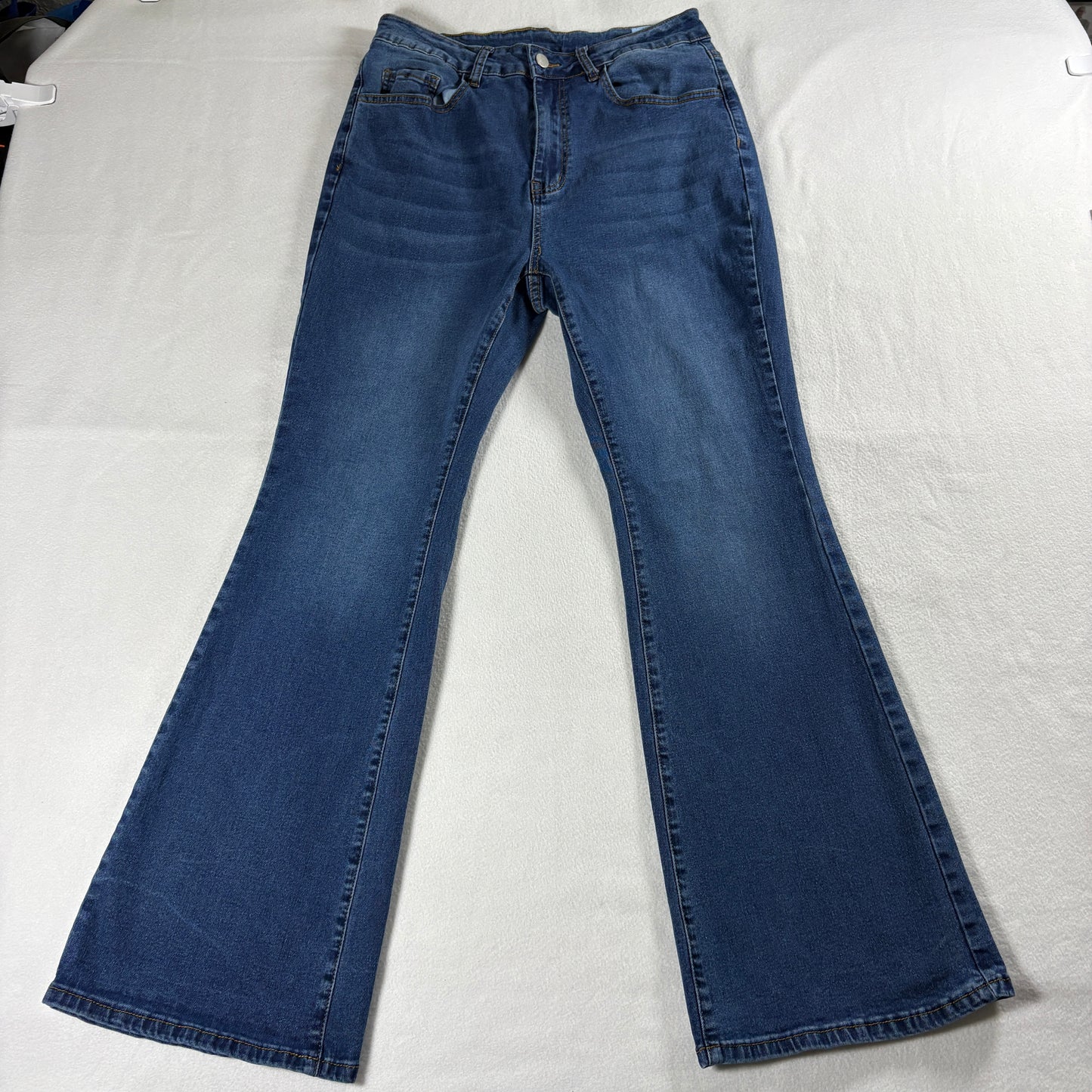 Womens Flare Jeans Blue Y2K Vintage Stretch Denim Bootcut Low Rise 00s Style