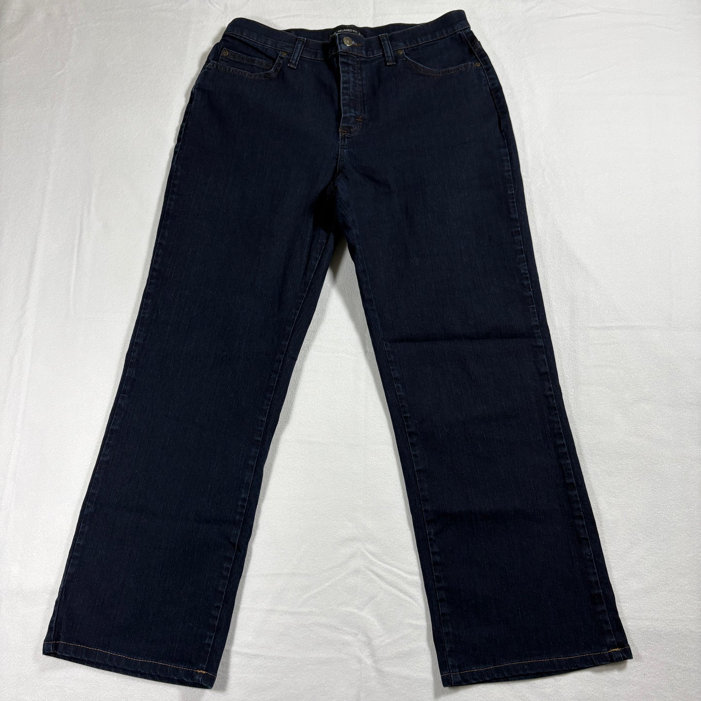 Lee Relaxed Fit Jeans Womens 12 Short Dark Blue Straight Leg Classic Denim Pants