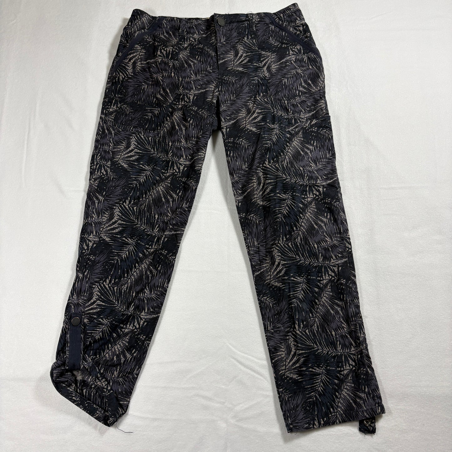 Democracy Pants Womens 8 Black Gray Palm Print Flexellent Stretch Slim Casual Fit