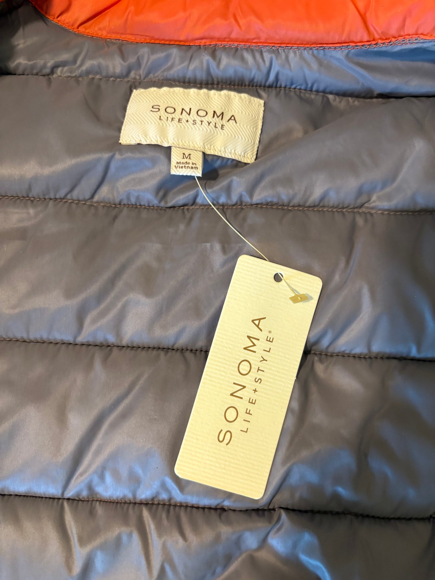 Sonoma Life + Style Orange Puffer Vest Men’s Medium M NWT Lightweight Warm Packable