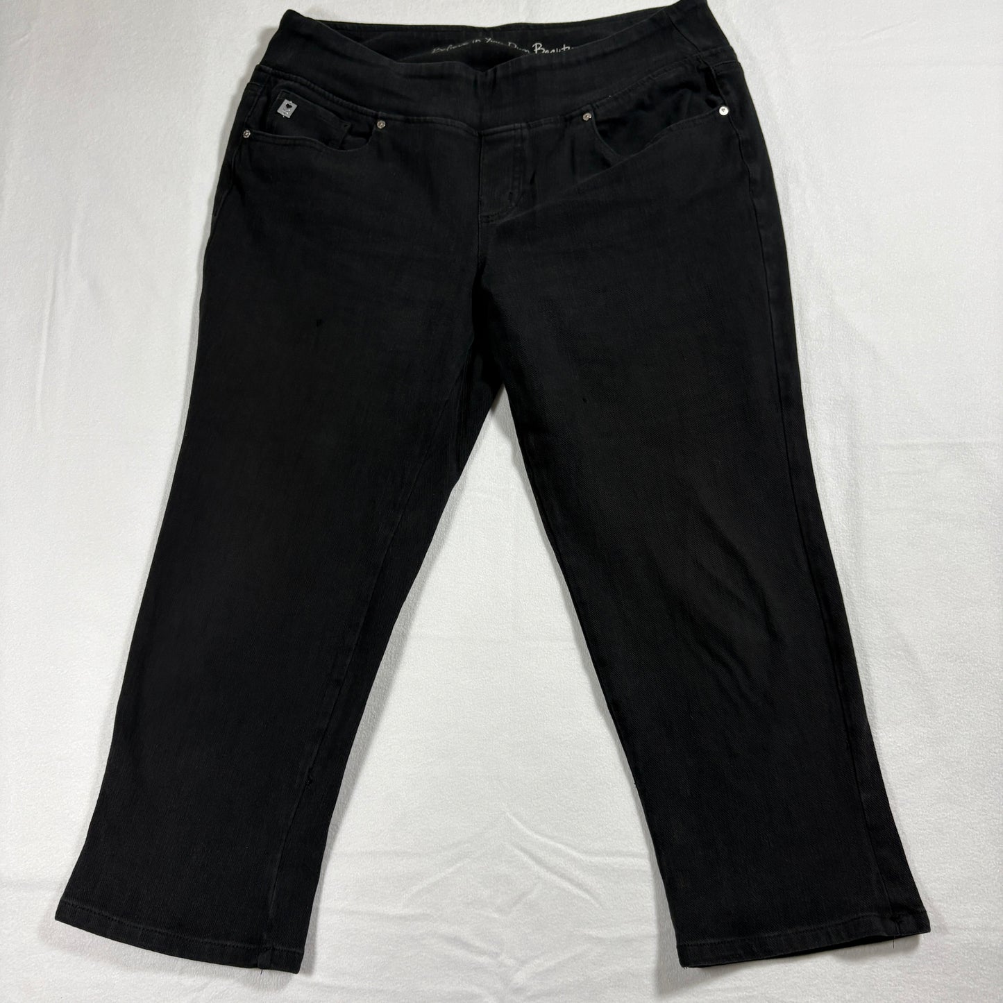 Belle Kim Gravel Pants Womens 14P Black Stretch Pull On Straight Leg Casual Y2K