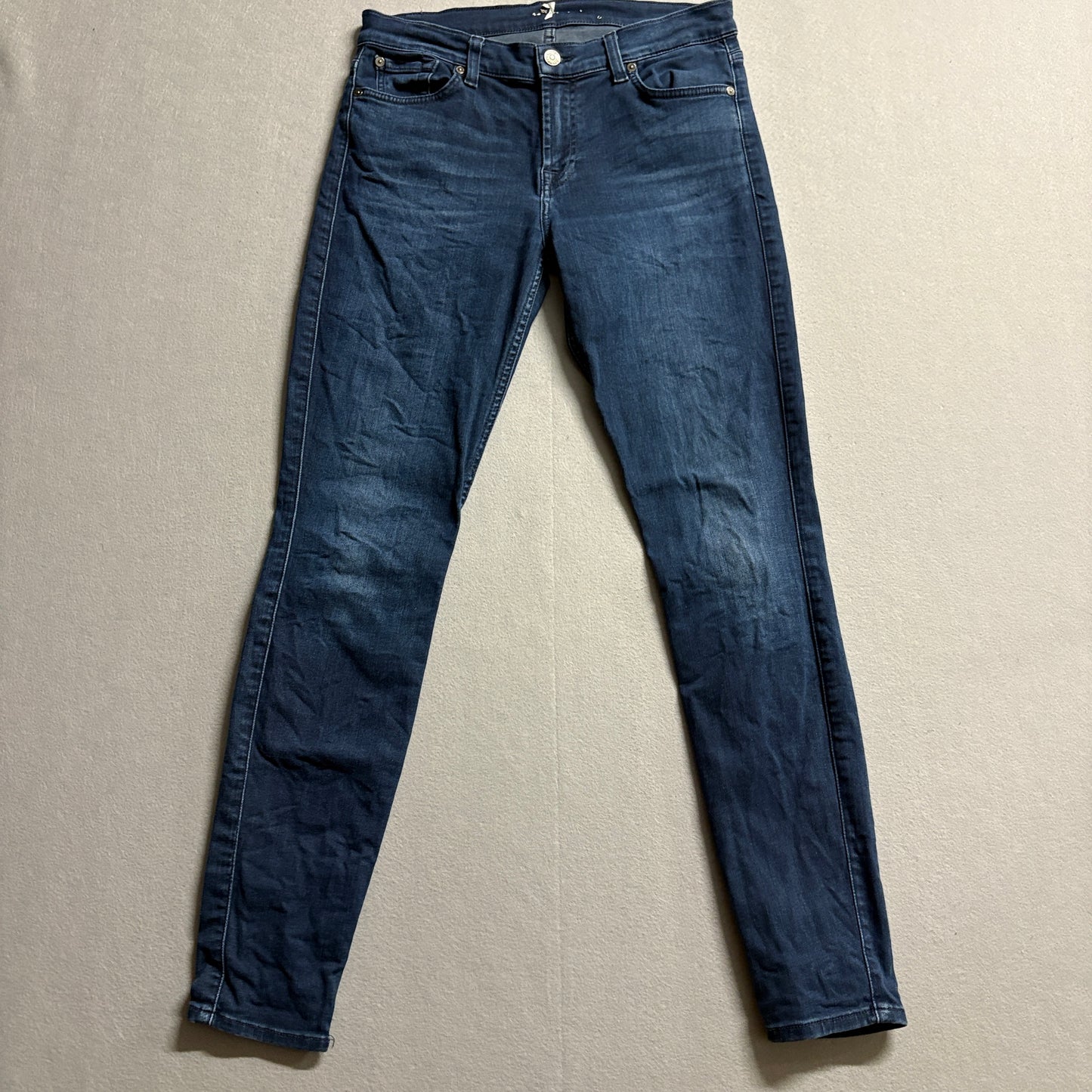7 For All Mankind Skinny Jeans Womens 29 Fits Like 31x30 Dark Wash Stretch