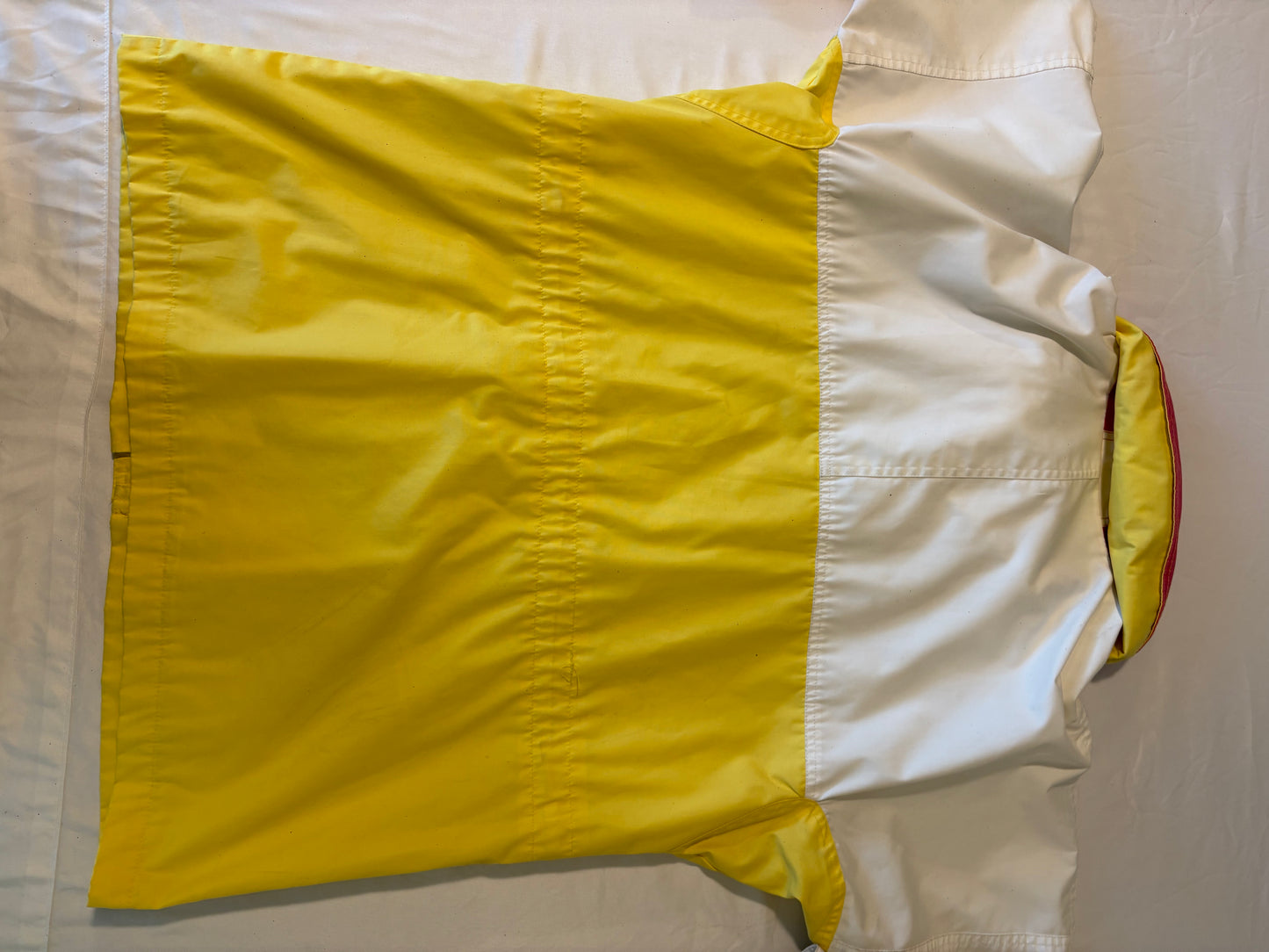 Vintage Cabin Creek Jacket Large Colorblock Yellow White Pink Zip Pockets Macau