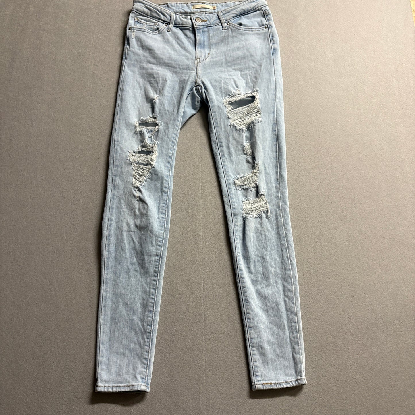 Levis 711 Skinny Jeans Womens 26 Fits Like 29x29 Distressed Y2K Denim