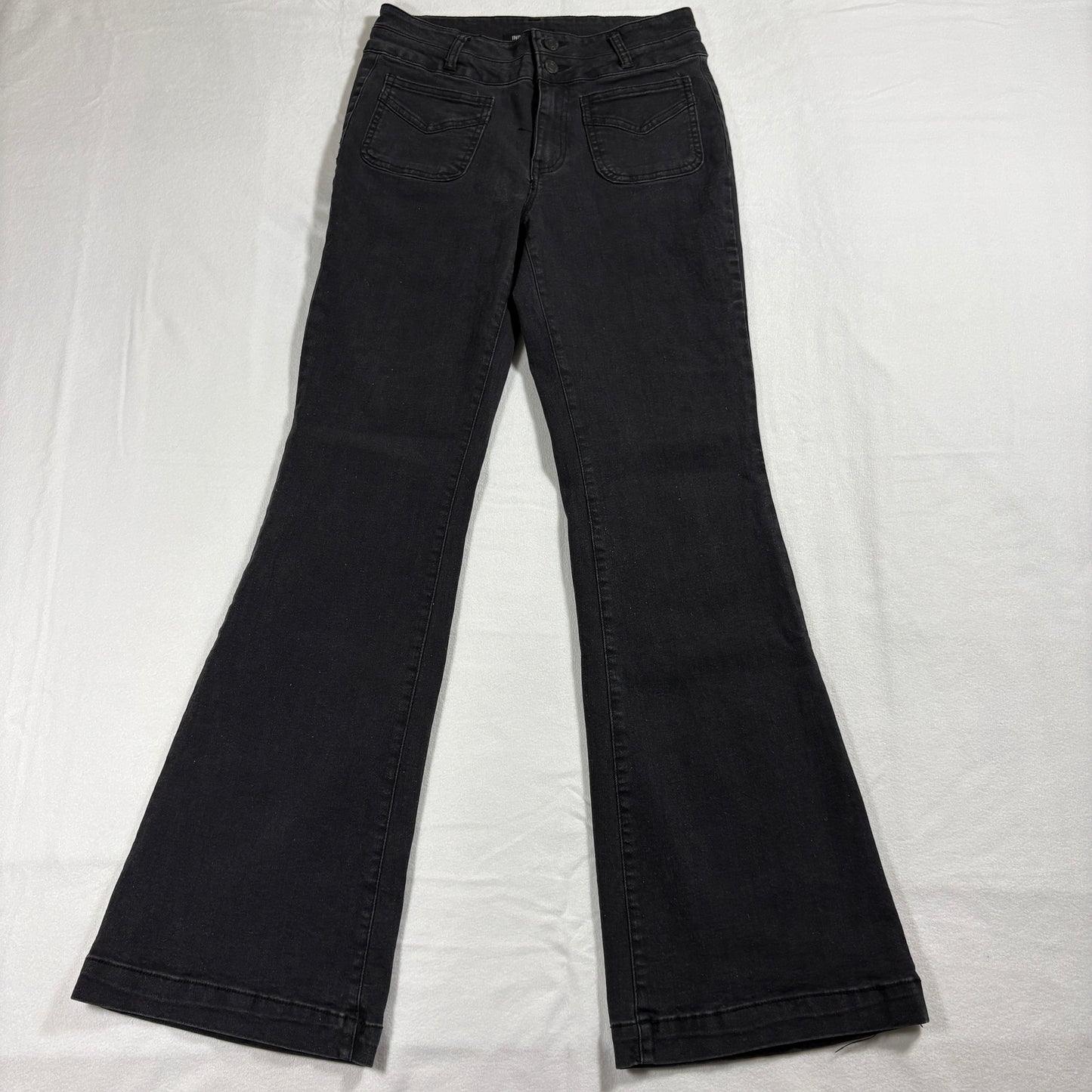 Indigo Fusion Jeans Womens 6 Black Flare High Rise Stretch Retro 90s Y2K Style