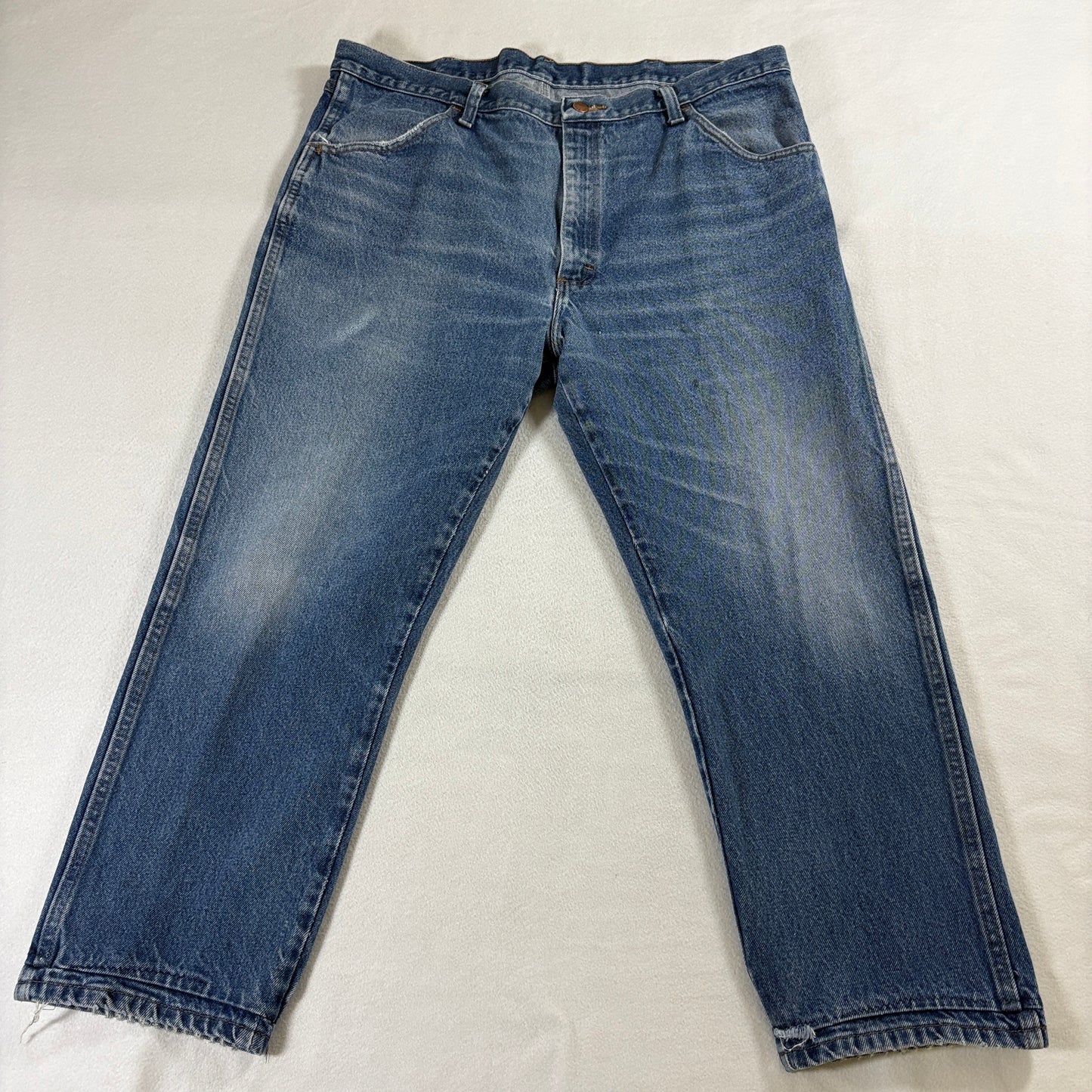 Straight Leg Jeans Rustler Blue Denim W36 Fits Like 39X26 Vintage Fade Workwear