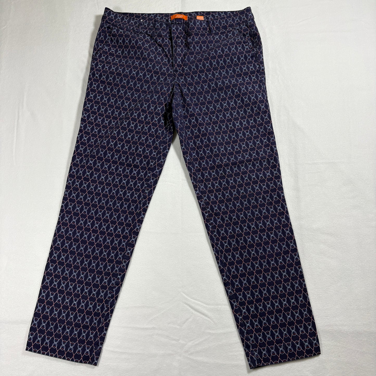Joe Fresh Pants Womens 8 Navy Geometric Print Stretch Slim Fit Retro Y2K Style