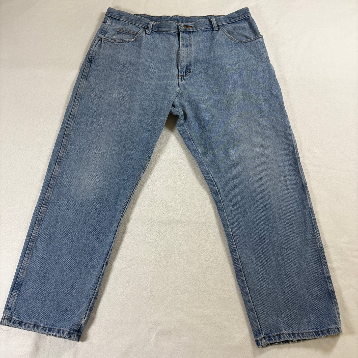 Straight Leg Jeans Rustler Blue Denim W36 Fits Like 39X28 Vintage Workwear Fade